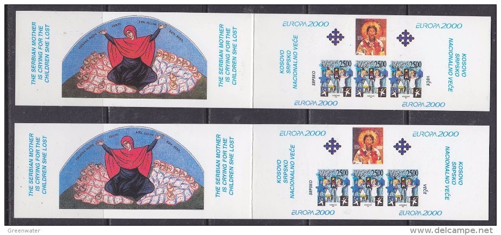 Europa Cept 2000 Kosovo/Serbia Bklt With Strip 3v  + Bklt Strip 2v+label  ** Mnh (44256) PRIVATE ISSUE - 2000