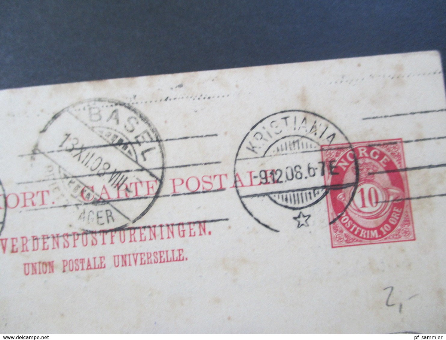 Norwegen 1908 Ganzsache Kristiana - Paris NY Institute Of Radiopathy Weitergeleitet Nach Basel - Covers & Documents