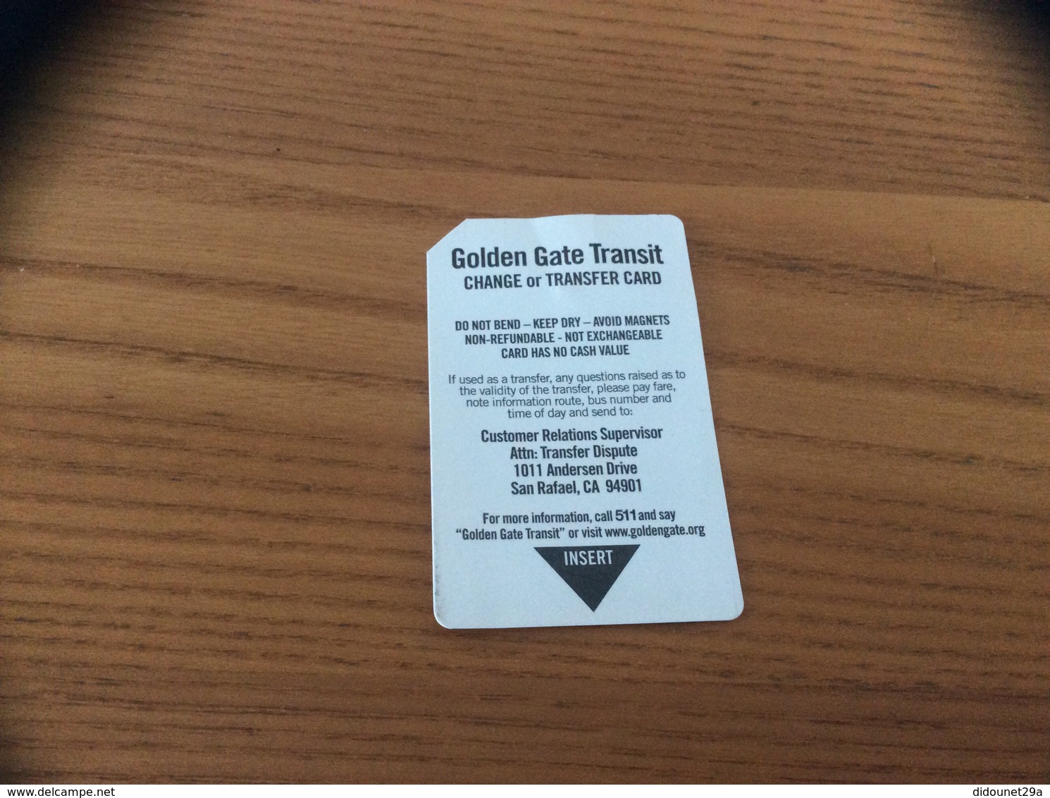 Ticket De Bus - Golden Gate Transit - SAN FRANSISCO - USA - Monde