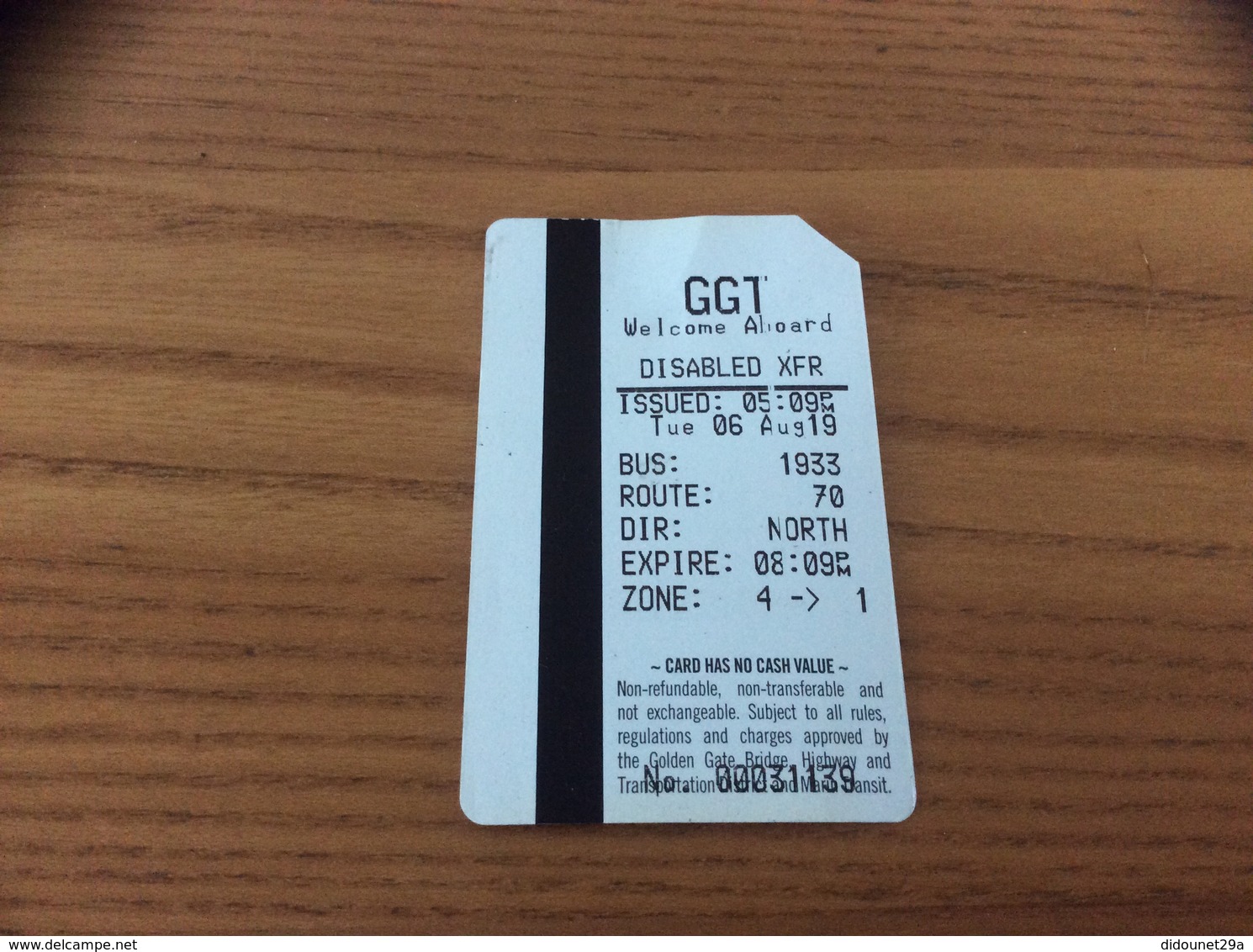 Ticket De Bus - Golden Gate Transit - SAN FRANSISCO - USA - Monde