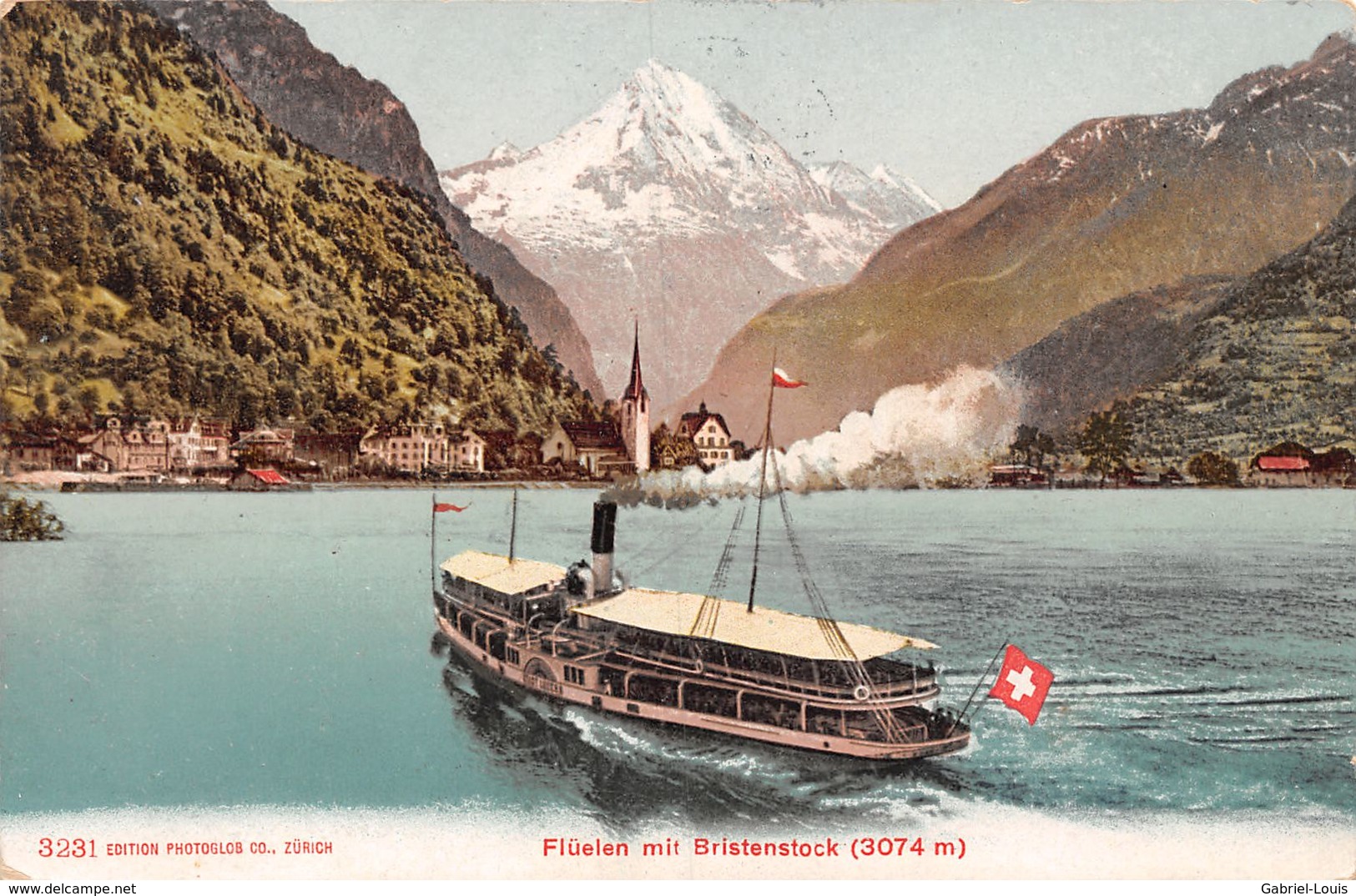 Flüelen Mit Bristenstock - Boot - Dampfschiff  - Steamboat - Boat - Barca - - Flüelen