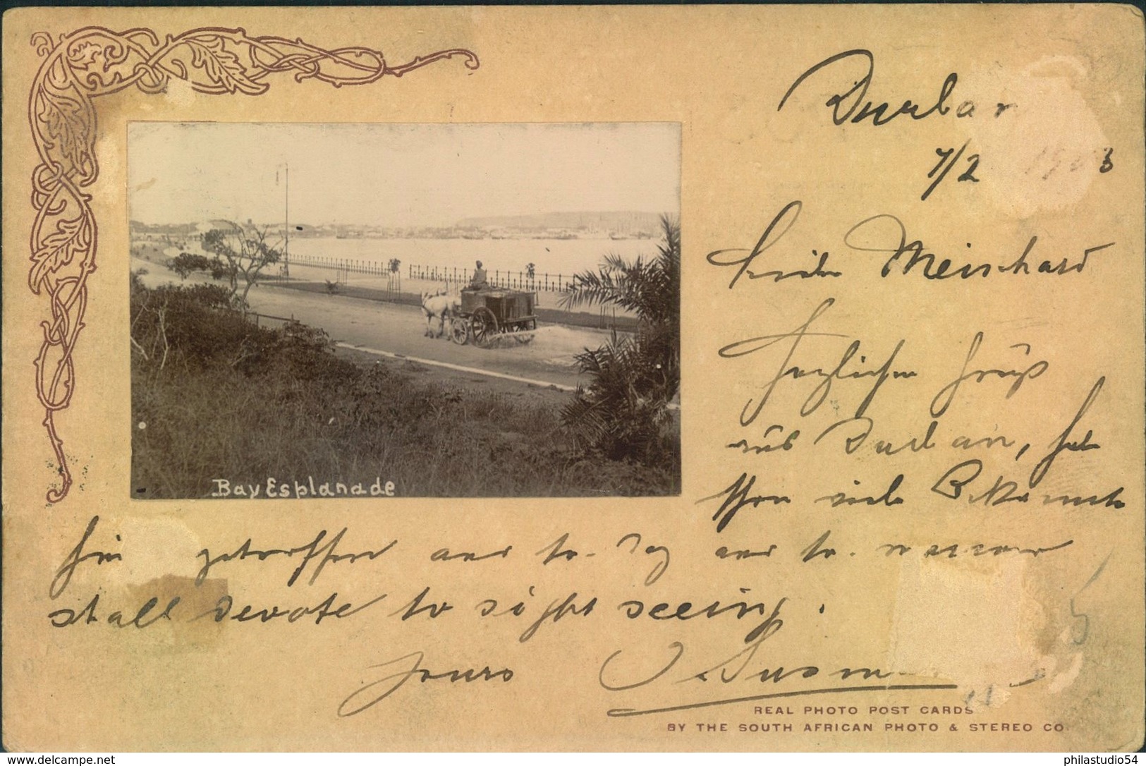 1908, Ppc Showing "Bay Esplanade" Sent From DURBAN To Bremerhaven, Germany - Natal (1857-1909)