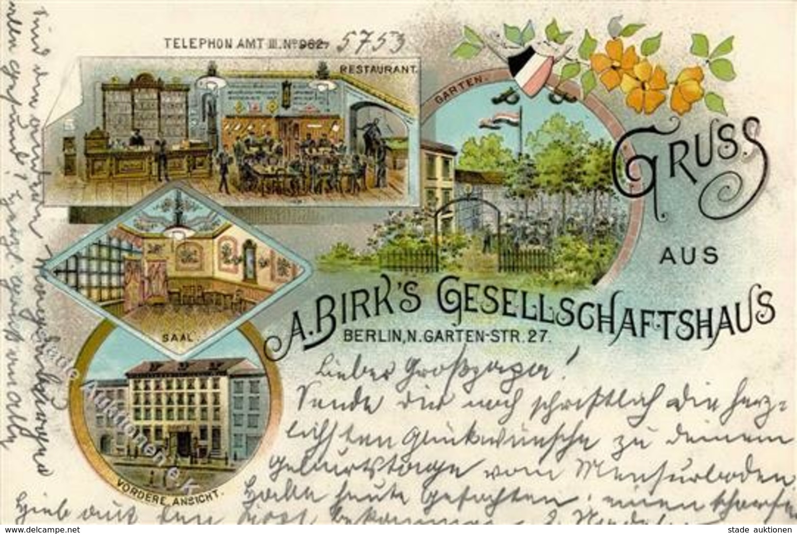 Berlin Mitte (1000) Gasthaus A. Birks Gartenstraße 27 1901 I-II - Sonstige & Ohne Zuordnung