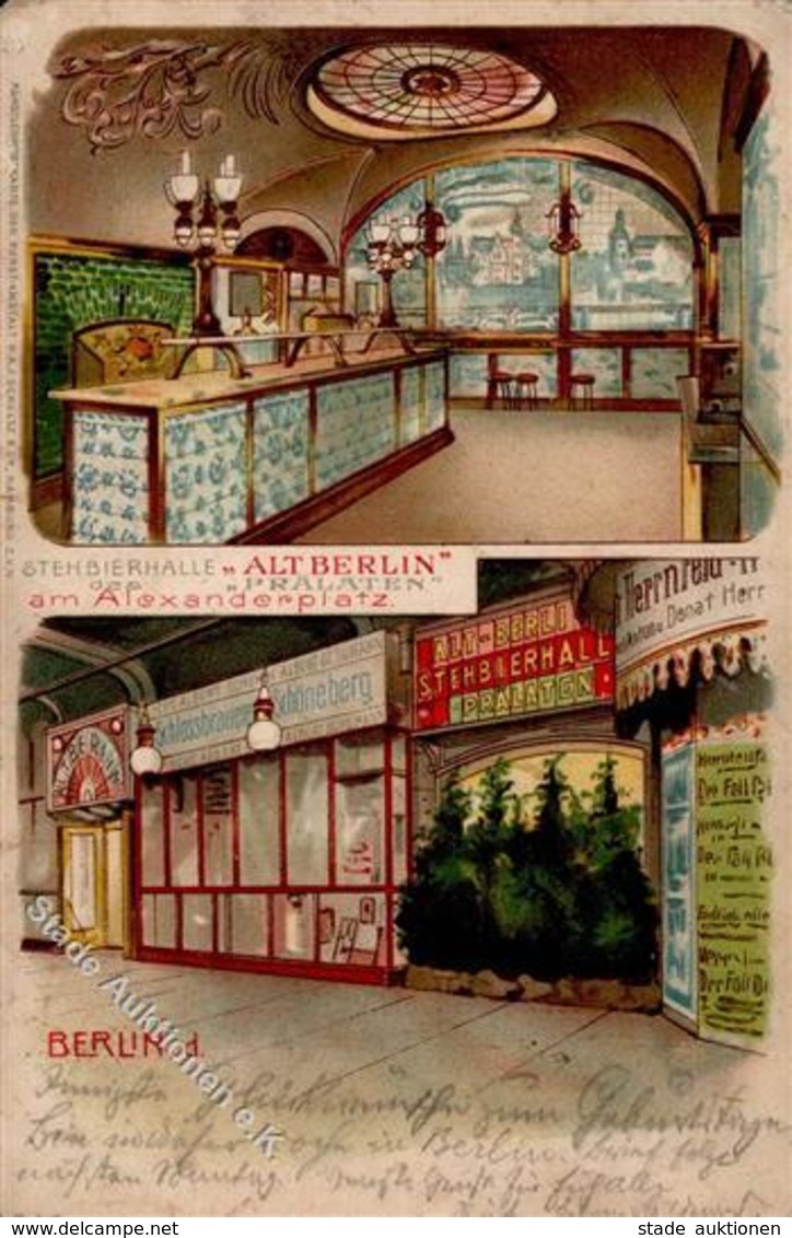 Berlin Mitte (1000) Gasthaus Zur Stehbierhalle  Lithographie 1903 II (Ecken Abgestoßen) - Sonstige & Ohne Zuordnung