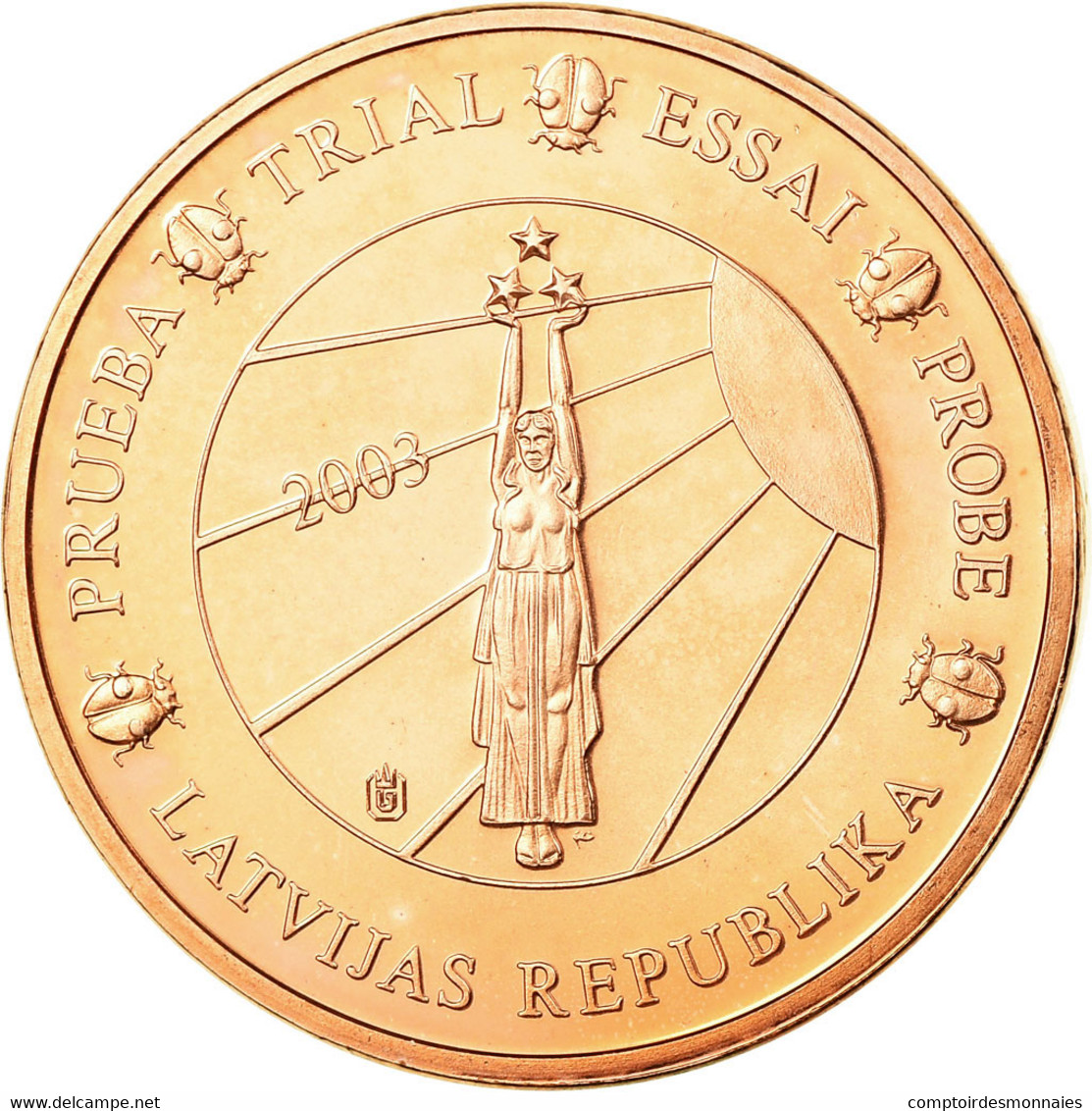 Latvia, 5 Euro Cent, 2003, SPL, Copper Plated Steel - Privatentwürfe