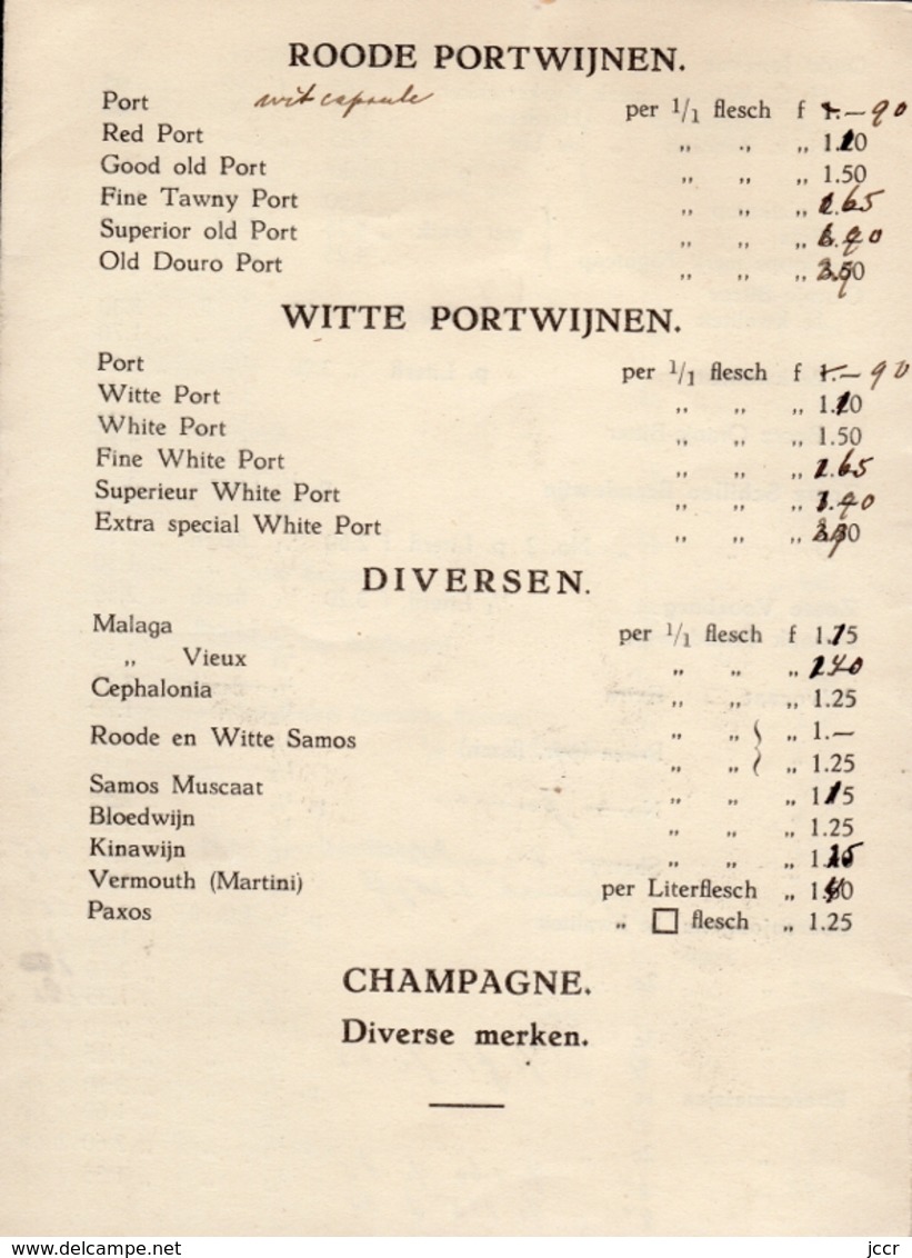 Prijscourant Nov. 1936 Van De Firma Wed. J. Ahaus & Co. Handelaren In Binnen En Buitenlandsch Gedistilleerd Dordrecht - Culinaria & Vinos