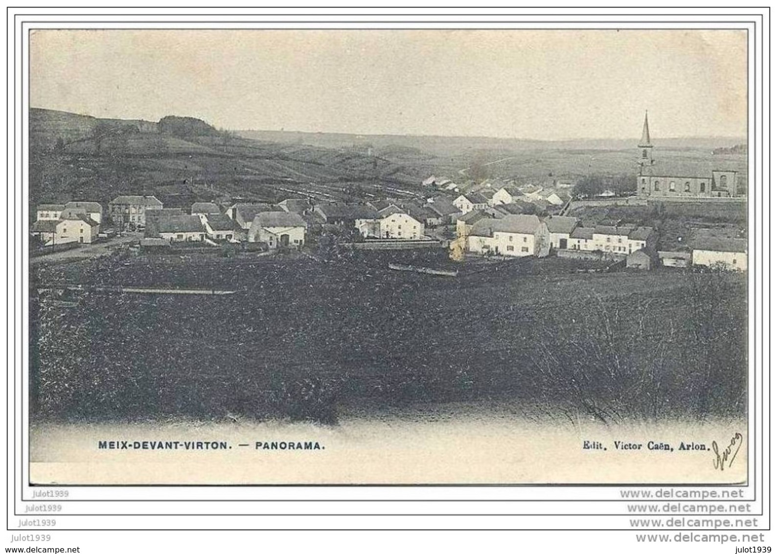 MEIX - DEVANT - VIRTON ..-- Panorama . 1907 Vers BRUXELLES ( Melle J. SOCCASYN ) . Voir Verso . - Meix-devant-Virton