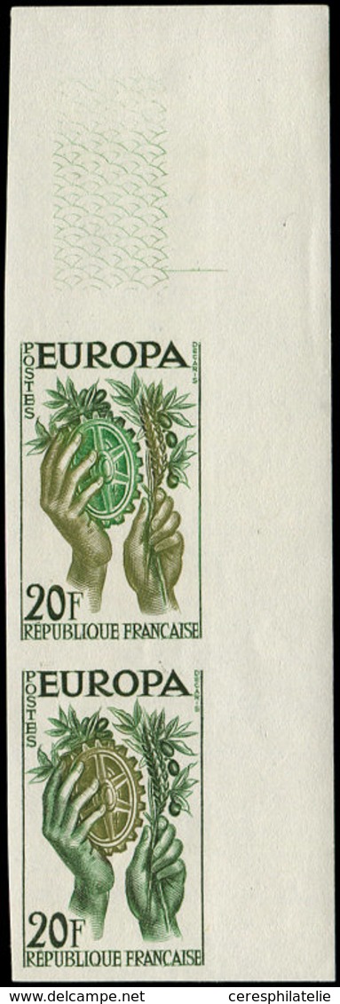 ** ESSAIS DE COULEURS NON DENTELES - 1122   Europa 1957, 20f., PAIRE ESSAIS De COULEUR ND Bicolores, Cdf, TB - Otros & Sin Clasificación