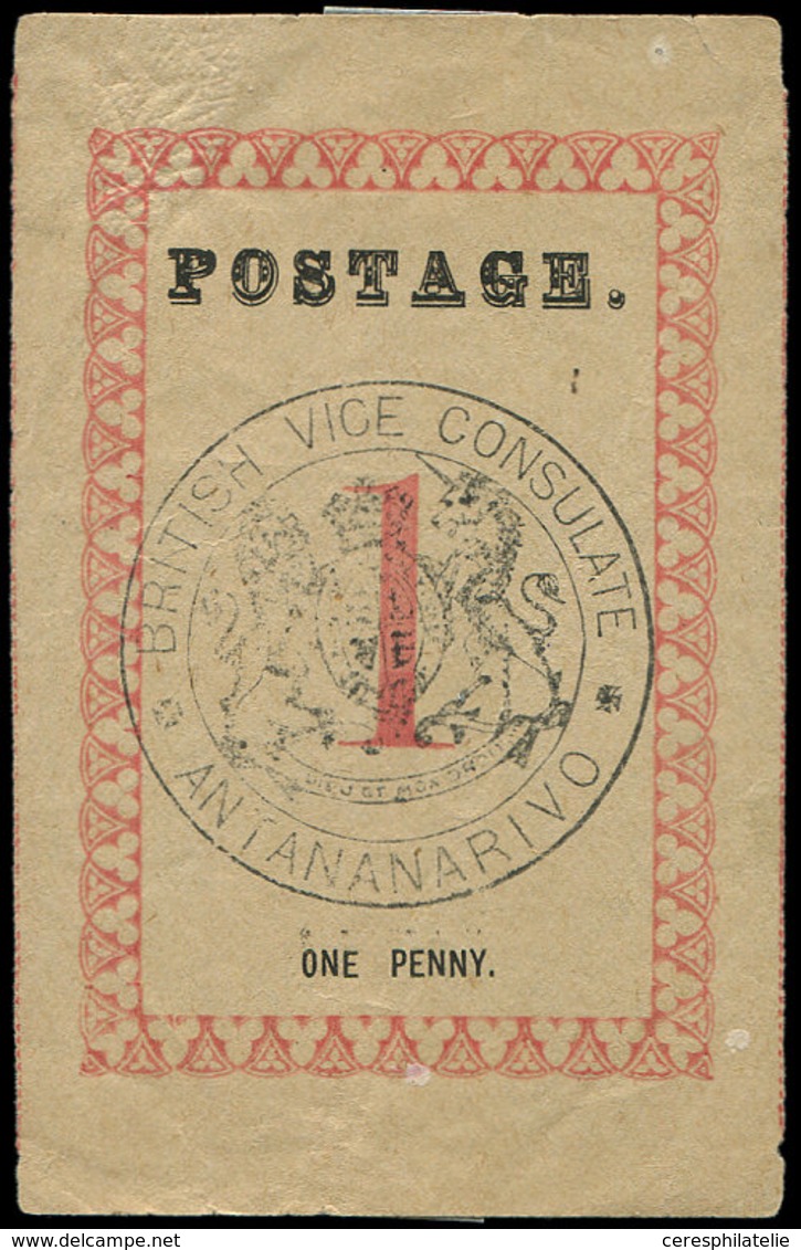 MADAGASCAR Courrier Consulaire Britannique 14 : 1p. Rose Rouge, TB, Cote Et N° Maury - Sonstige & Ohne Zuordnung