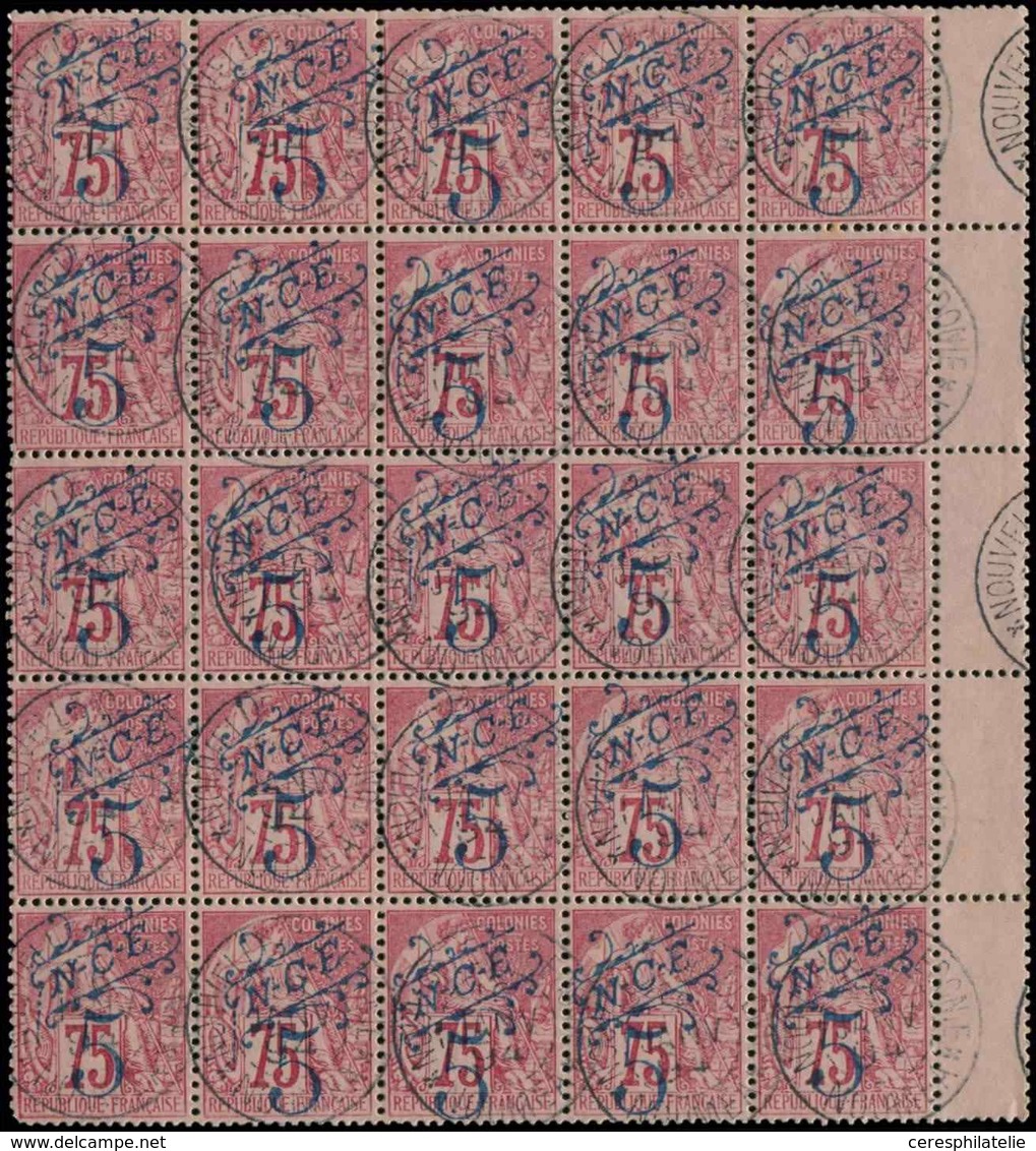 NOUVELLE CALEDONIE 38 : 5 Sur 75c. Rose, BLOC De 25 Obl., TB - Used Stamps