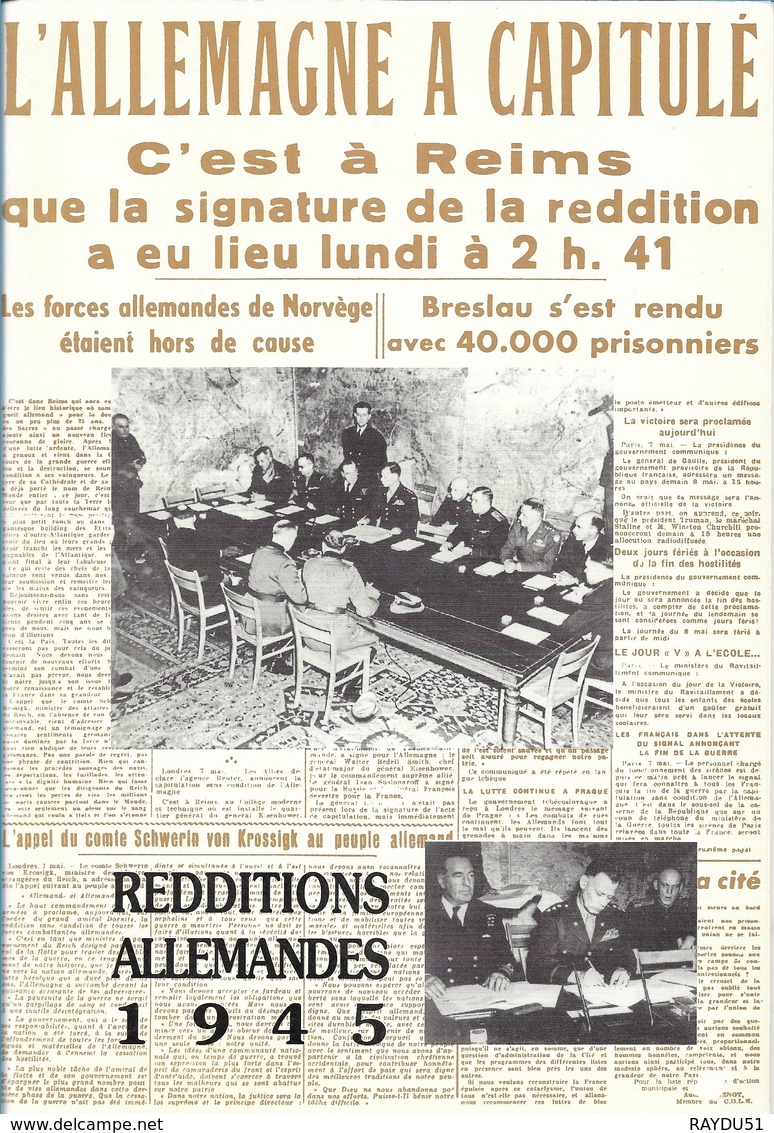 REDDITIONS ALLEMANDES 1945 - Champagne - Ardenne