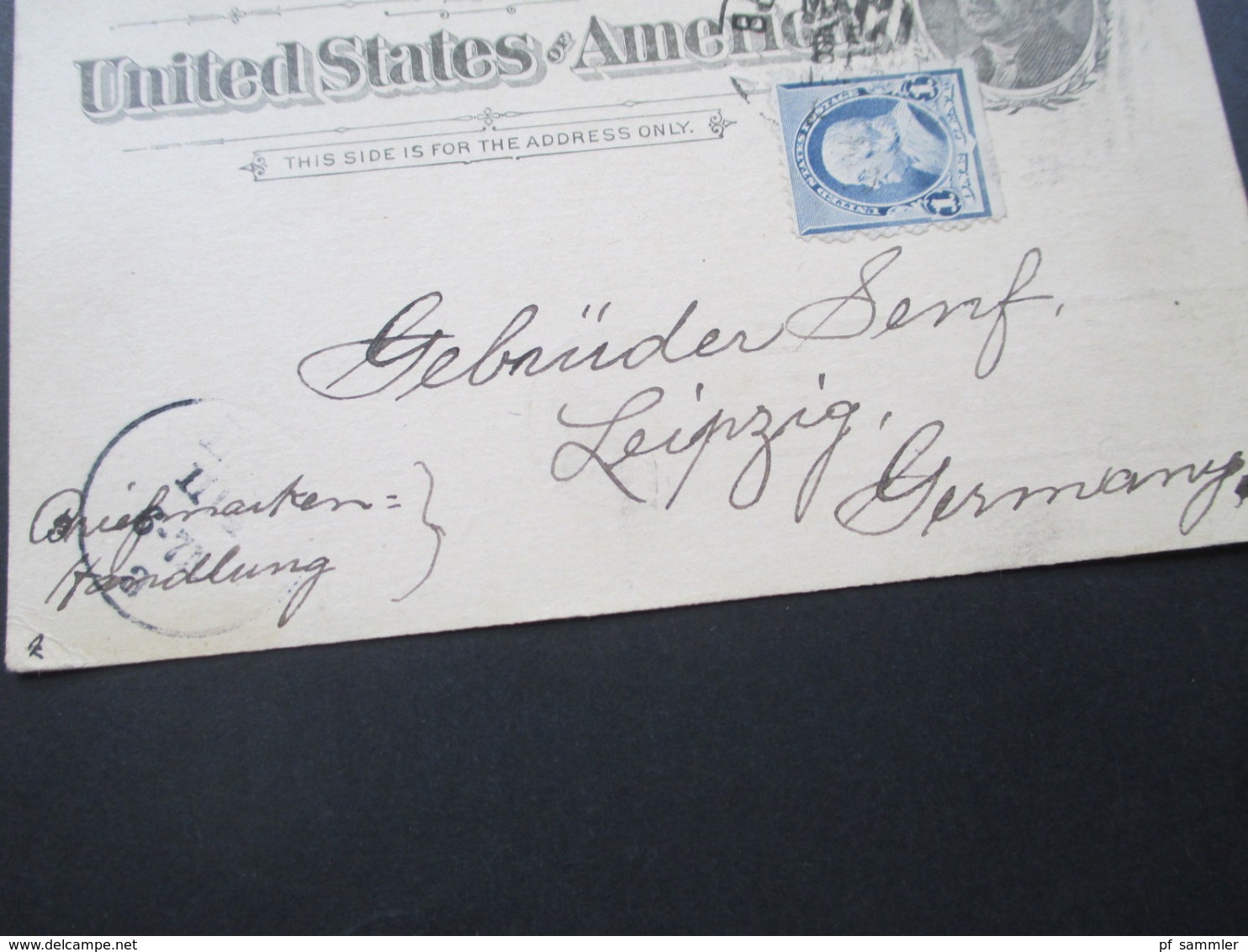 USA 1895 GA Mit Zusatzfrankatur 1 Cent Unten Ungezähnt! Bethlehem - Leipzig Gebrüder Senf - Covers & Documents