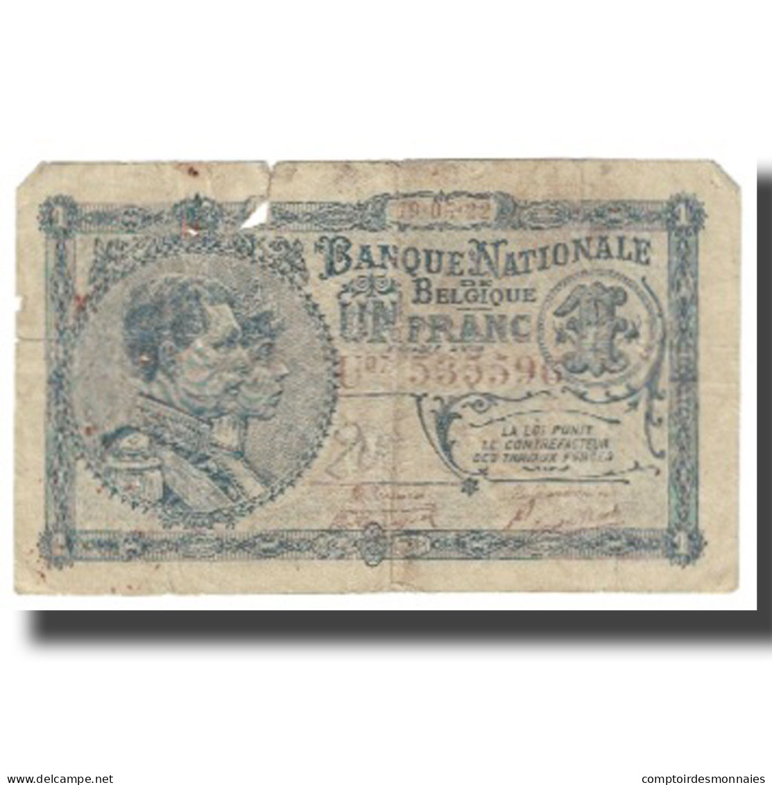 Billet, Belgique, 5 Francs, 1922, 1922-05-19, KM:93, TB - 1 Franc