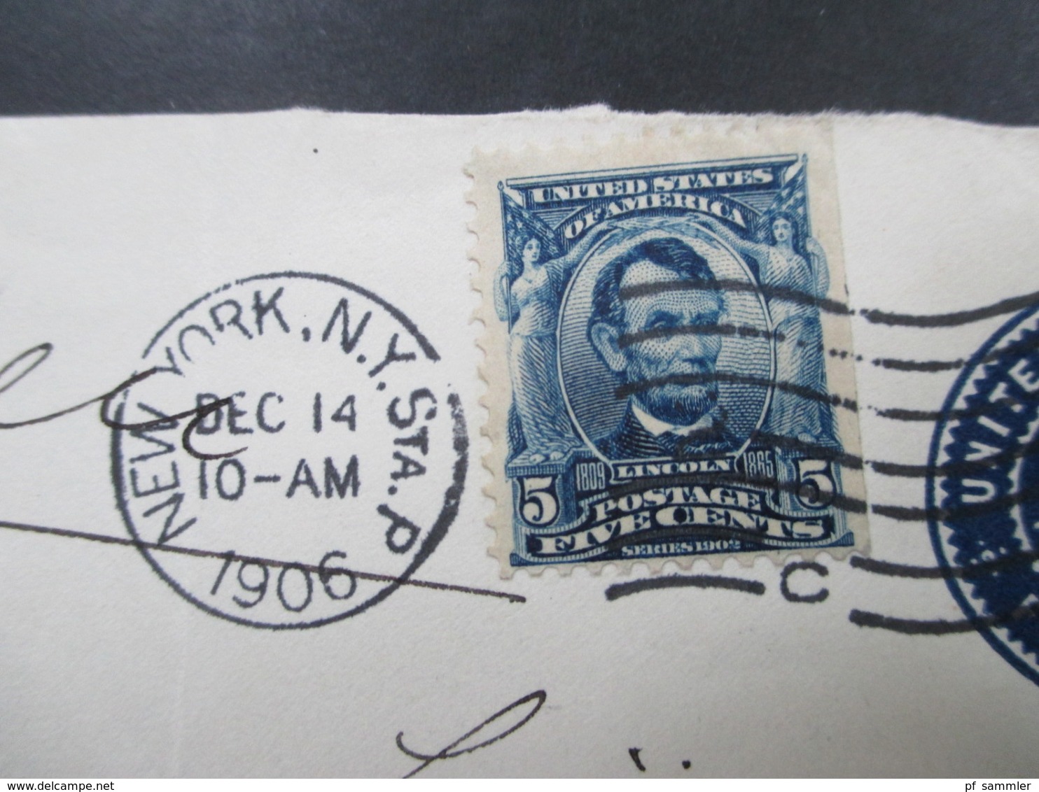 USA  1906 Vorderseite / Briefstück Nr. 142 Rechts Ungezähnt! An Die Baronin Von Loe Social Philately - Covers & Documents