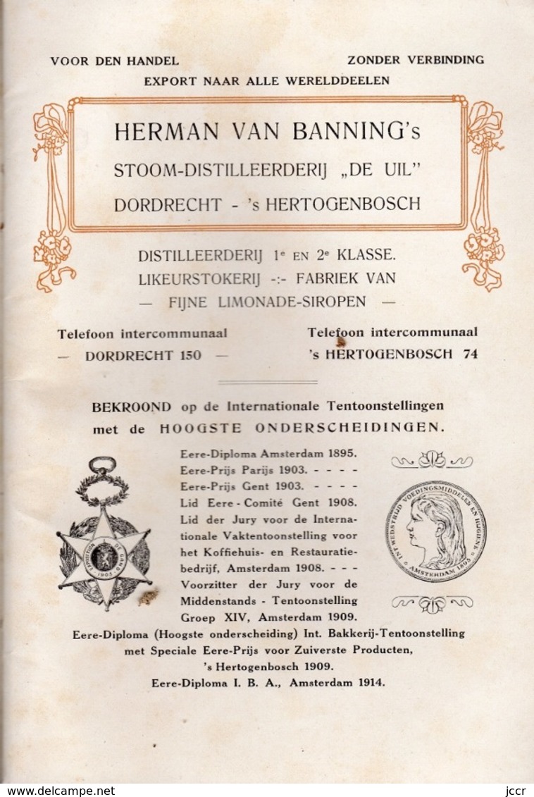 Prijs-courant 1915 Van Herman Van Banning - Stoom-Distilleerderij "de Uil" - Dordrecht 's Hertogenbosch - Holland - Cooking & Wines