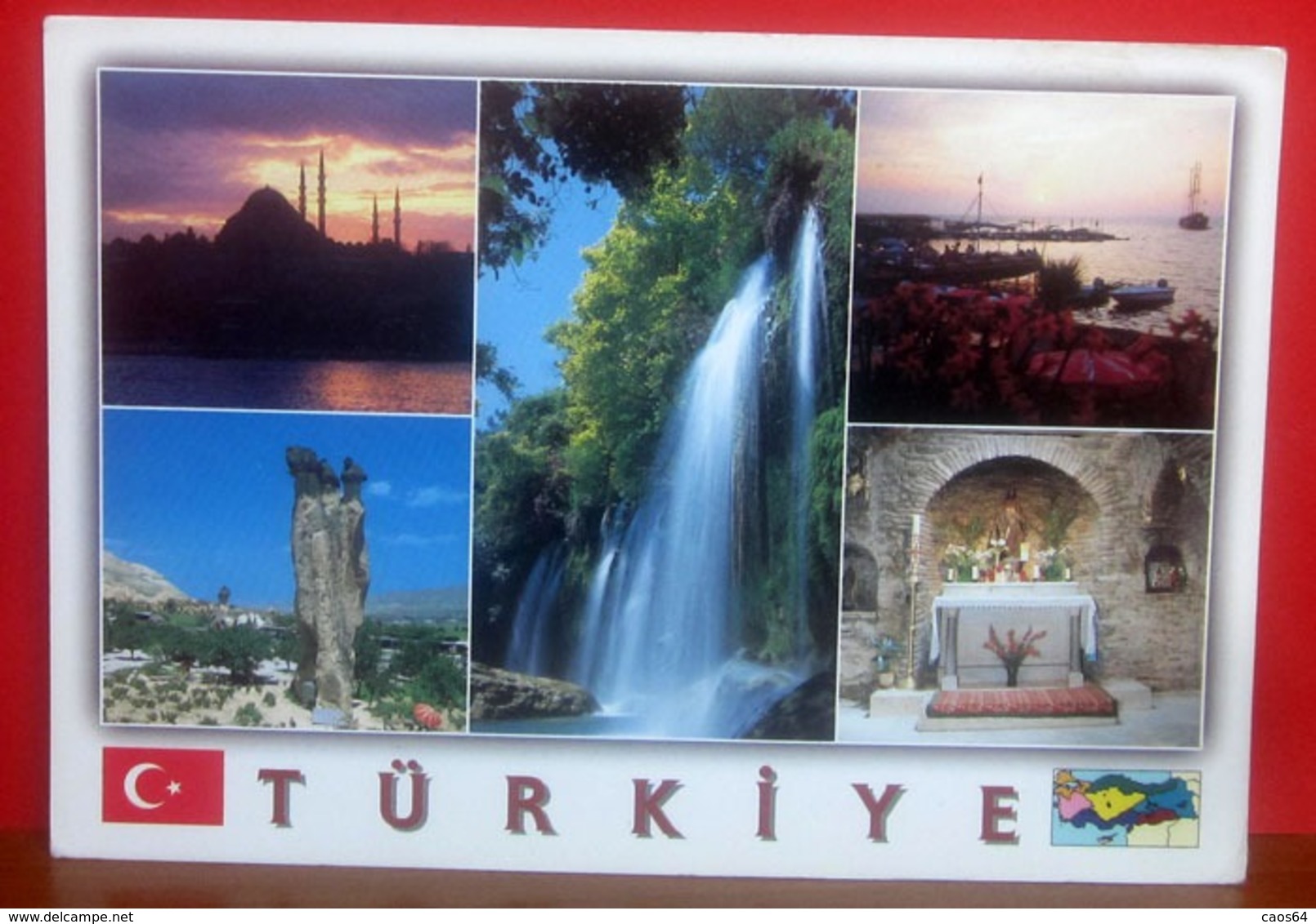 1999 TURCHIA Ema RED STAMPS su cartolina