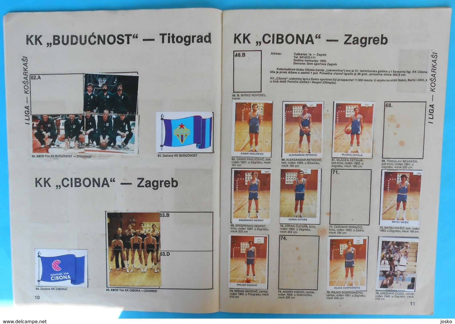 KOSARKASI I KOSARKASKI TIMOVI JUGOSLAVIJE 82-83 - Yugoslavia basketball album * basket-ball Olimpija Ljubljana Slovenia