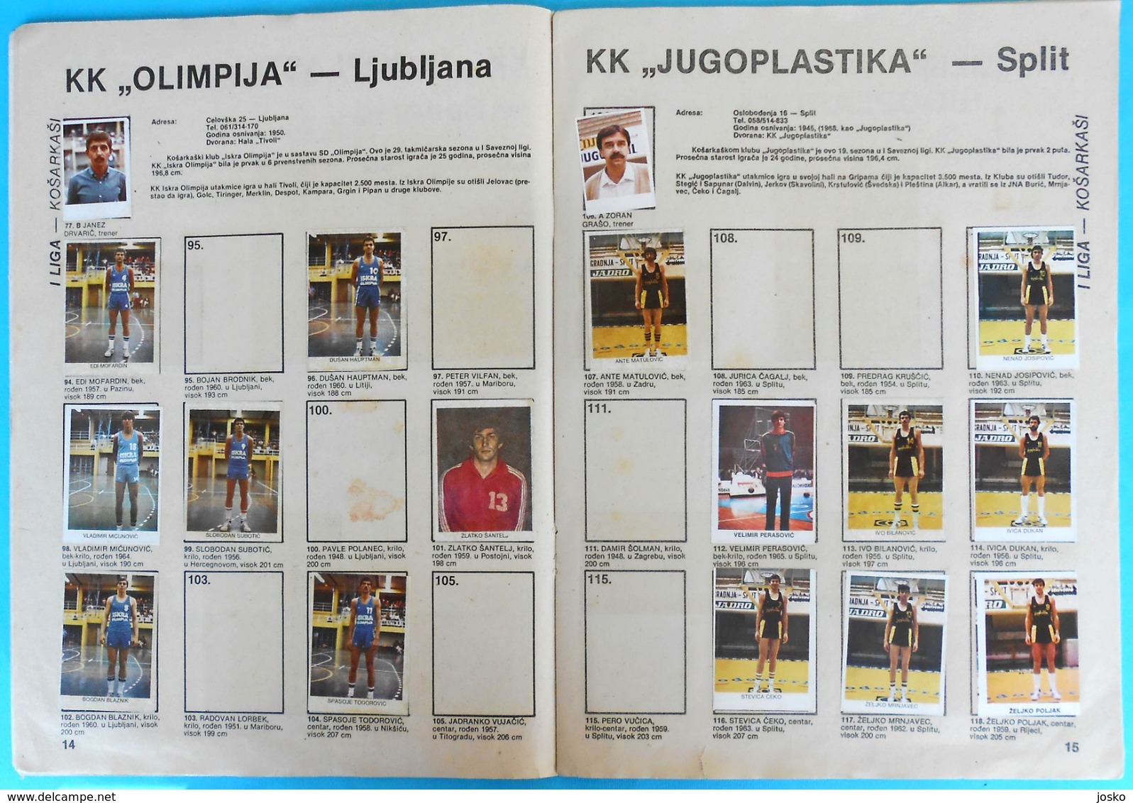 KOSARKASI I KOSARKASKI TIMOVI JUGOSLAVIJE 82-83 - Yugoslavia basketball album * basket-ball Olimpija Ljubljana Slovenia