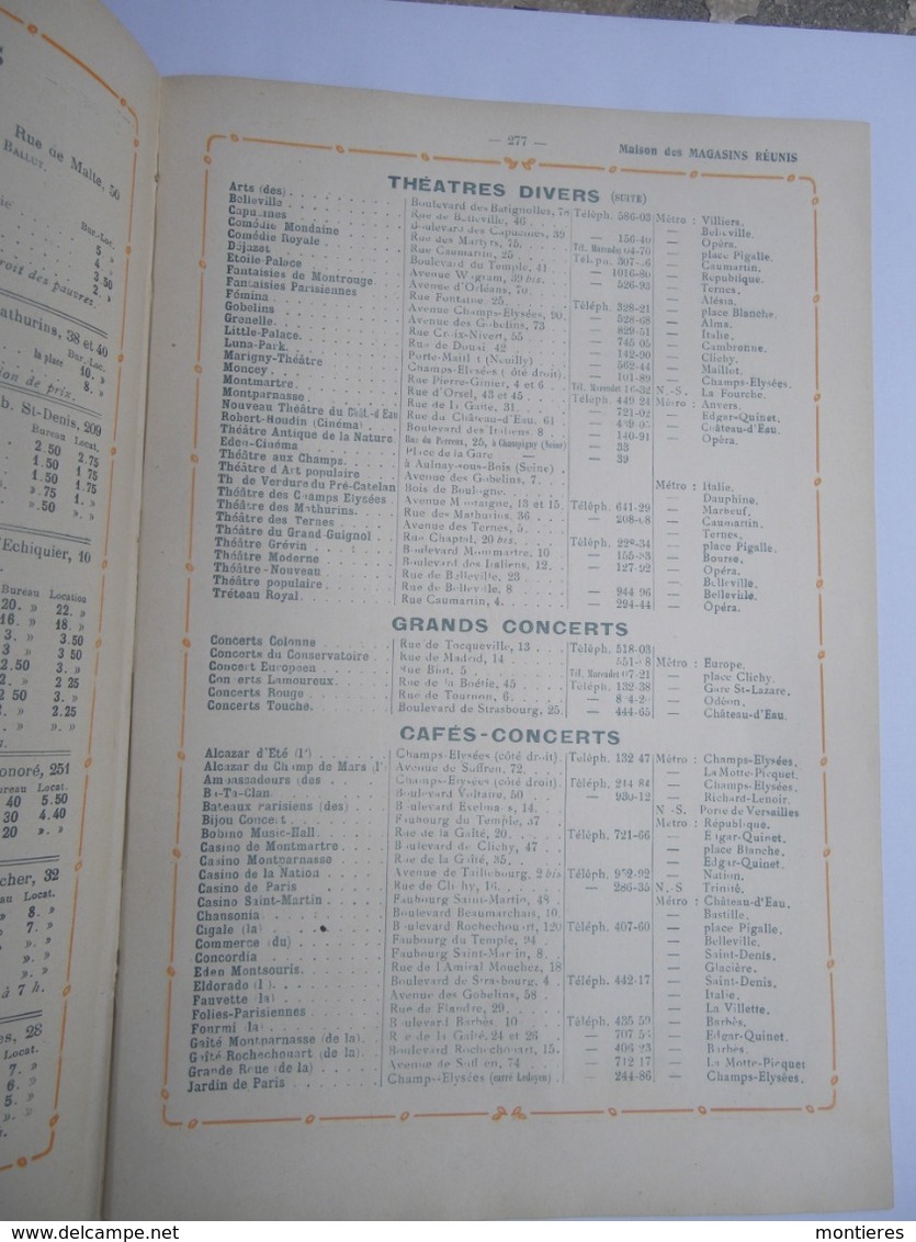 Liste Et Plans Des Salles De Théâtres De Paris Comédie Française Odéon Opéra Bouffes-Parisiens Apollo - Cabarets Bals - Andere Plannen