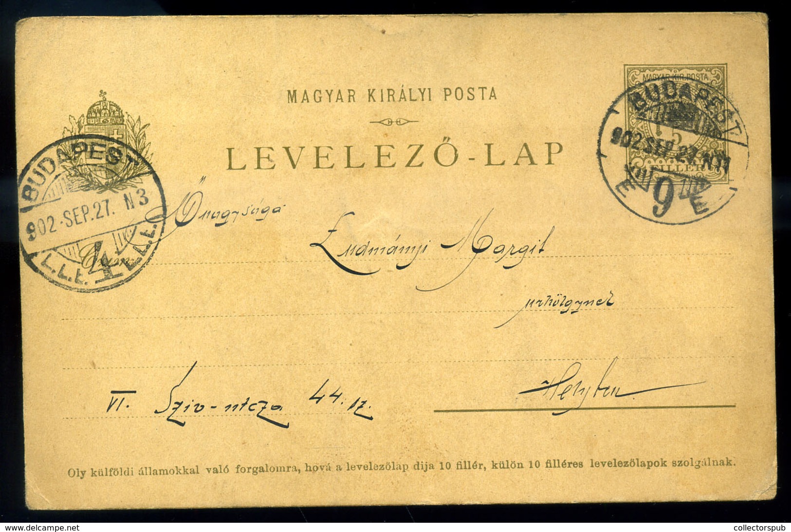 BUDAPEST 1902. Rajzos Helyi Díjjegyes Levlap   /  Drawn Local Stationery P.card - Oblitérés