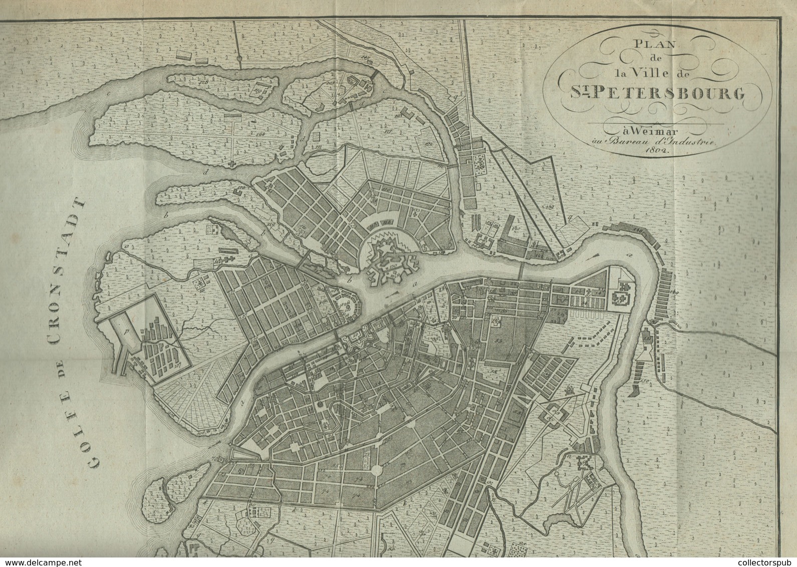 Plan De La Ville De Saint Petersbourg (Map Of The Saint Petersburg), 1802, 45.1 X 39.5 Cm - Prenten & Gravure