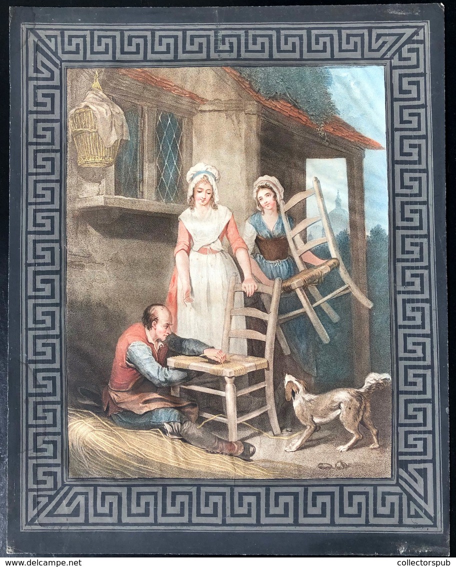 Életkép, Szép Litográfia  XIX Sz Eleje.  Képméret  34*27 Cm  /  Nice Litho. Early 19th C 34*27 Cm - Zonder Classificatie