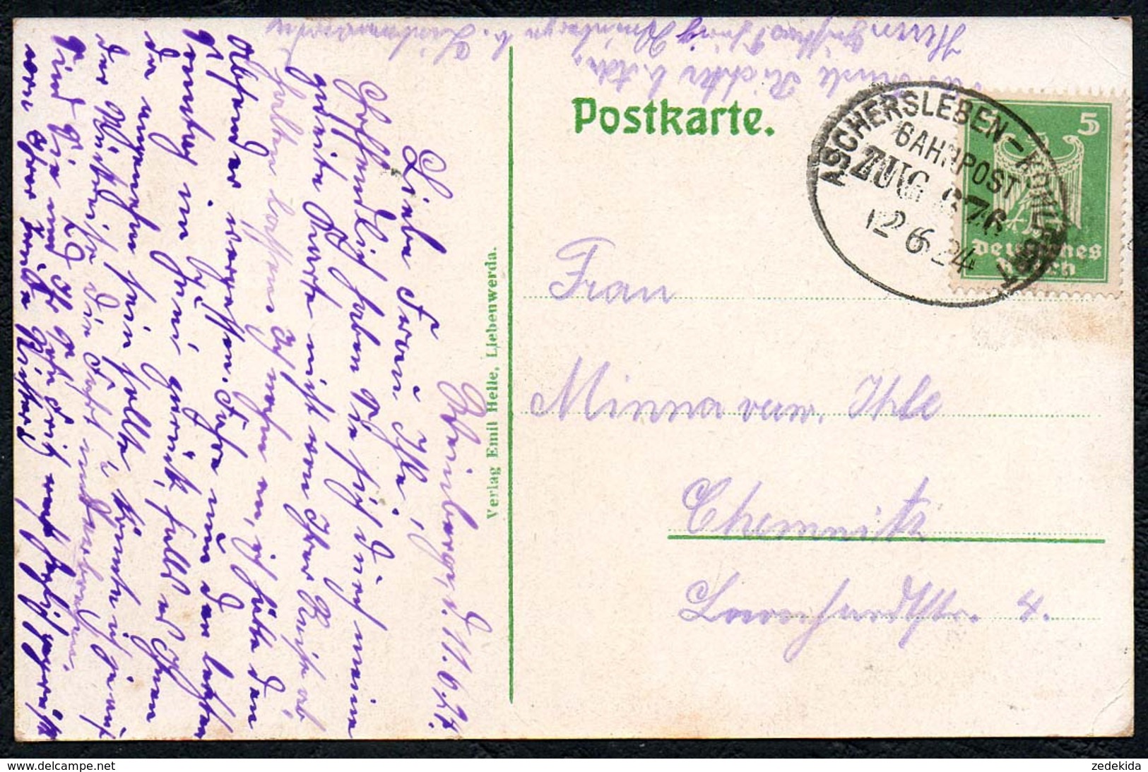 C7579 - Bad Liebenwerda - Emil Helle - Bahnpost Bahnpoststempel Aschersleben Kohlfurt - Bad Liebenwerda