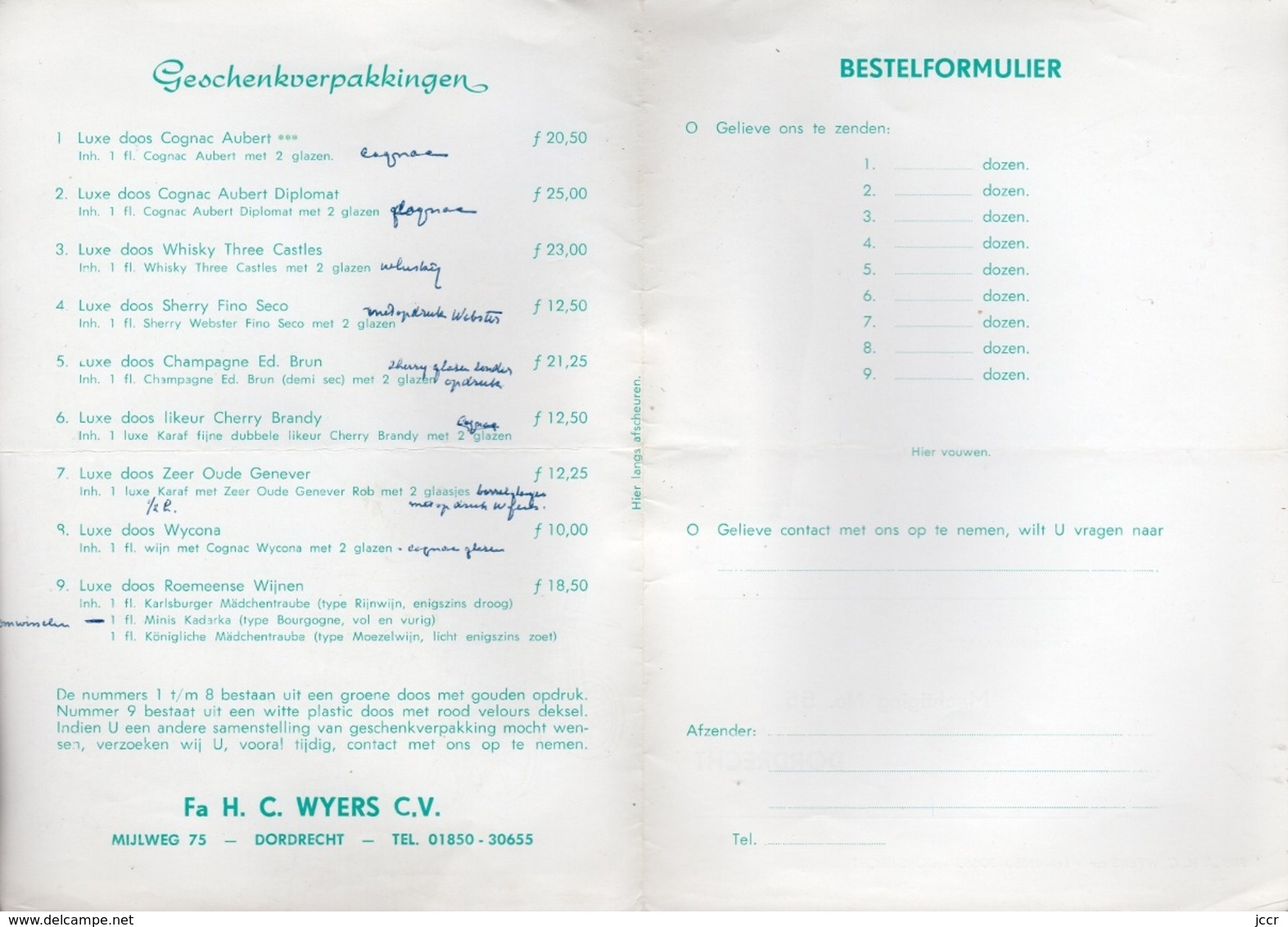 Fa. H. C. Wyers C.v. Dordrecht - Holland -   Antwoord-Kaart (Carte-Réponse Illustrée En Couleurs) - Vers 1960 - Koken & Wijn