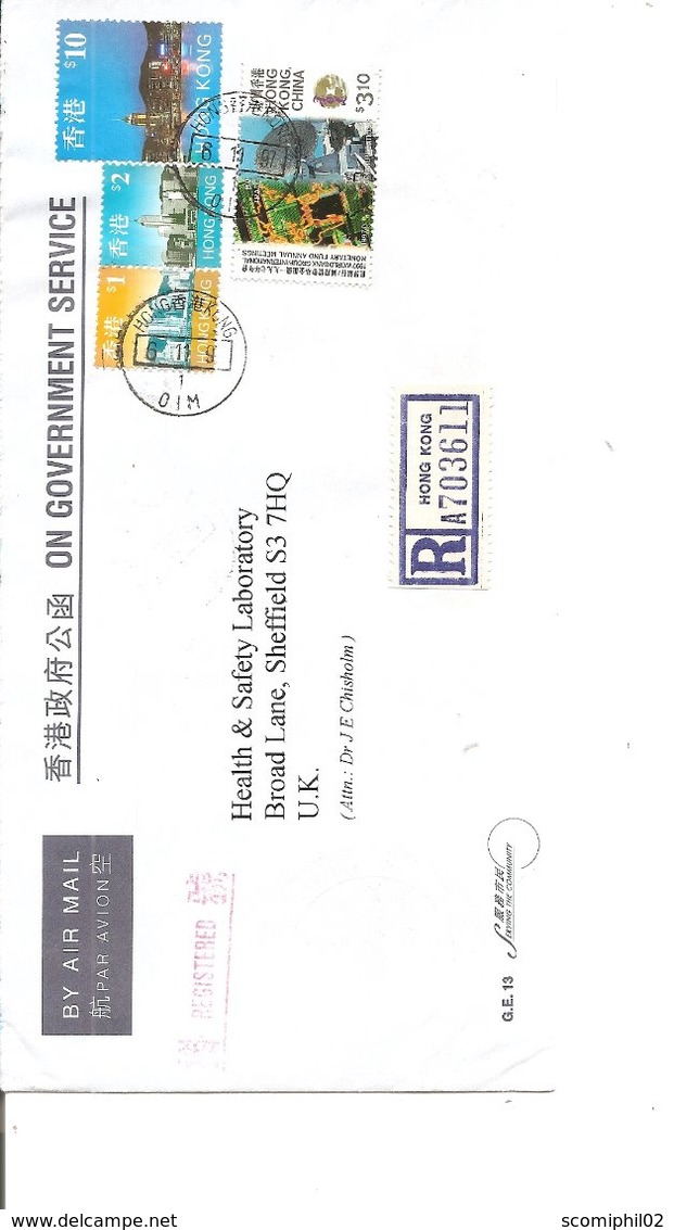 HongKong ( Lettre Par Avion Recommandée De 1997 De HongKong Vers La Grande-Bretagne à Voir) - Lettres & Documents