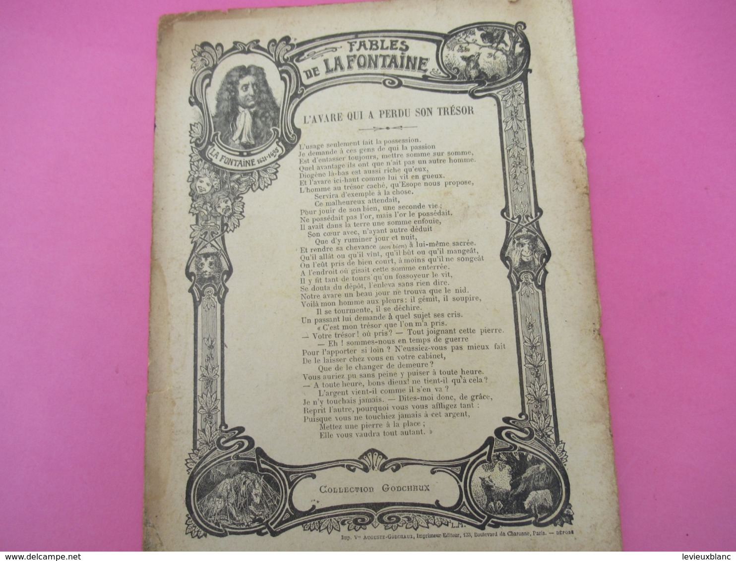 Couverture De Cahier D’écolier/Fables De La Fontaine/L'Avare Qui A Perdu Son Trésor/Cahier De Physique/Vers 1900  CAH242 - Stationeries (flat Articles)