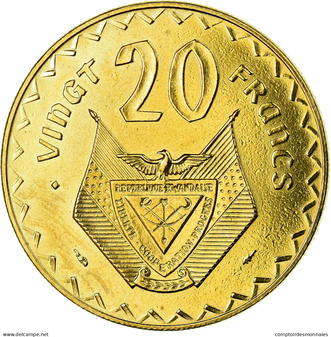 Monnaie, Rwanda, 20 Francs, 1977, Paris, ESSAI, SPL, Laiton, KM:E6 - Rwanda