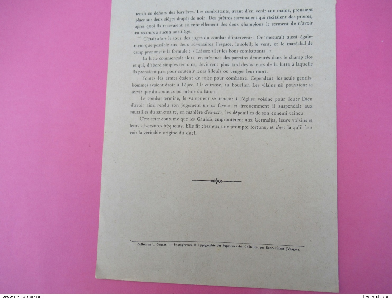 Couverture De Cahier écolier/Le Duel à Travers Les âges/Le Jugement De Dieu/Geisler/Raon L'étape/Vosges /Vers1900 CAH277 - Andere & Zonder Classificatie