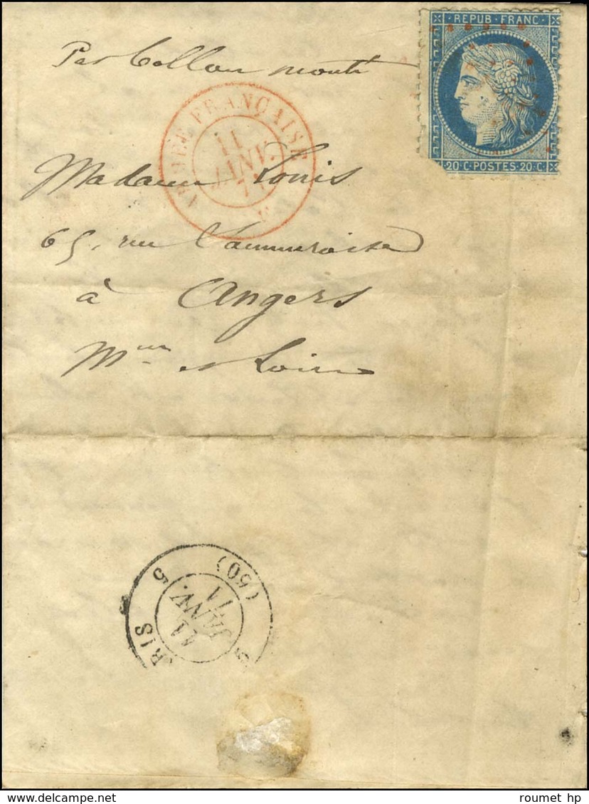 Losange AFF Rouge / N° 37 (def) Càd Rouge ARMEE FRANCAISE / F  11 JANV. 71 Sur Lettre Pour Angers. Au Verso, Rare Cachet - War 1870