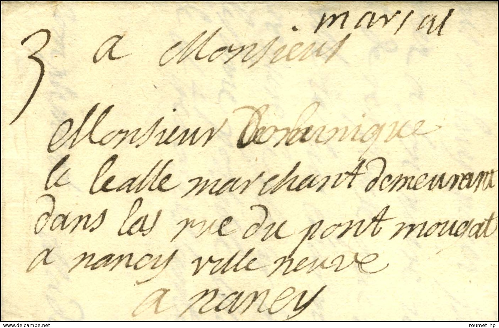 '' Marsal '' (L N° 3) Sur Lettre Avec Texte Daté Le 6 Janvier 1742 Pour Nancy. - TB / SUP. - 1701-1800: Précurseurs XVIII