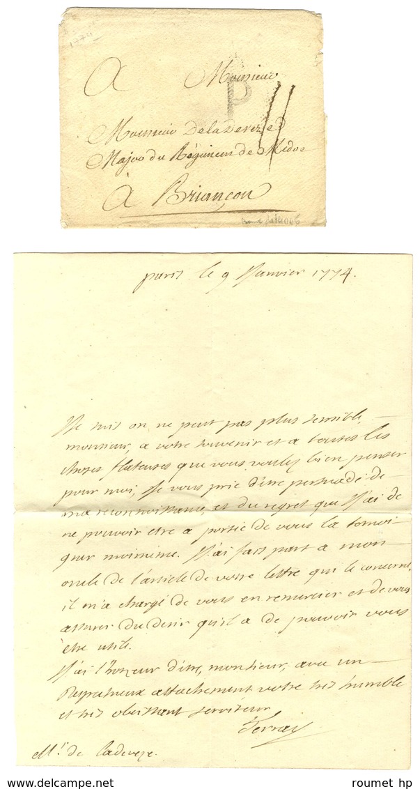 P (L N° 14) Sur Lettre Avec Texte Daté Du 9 Janvier 1774. - TB. - R. - 1701-1800: Vorläufer XVIII