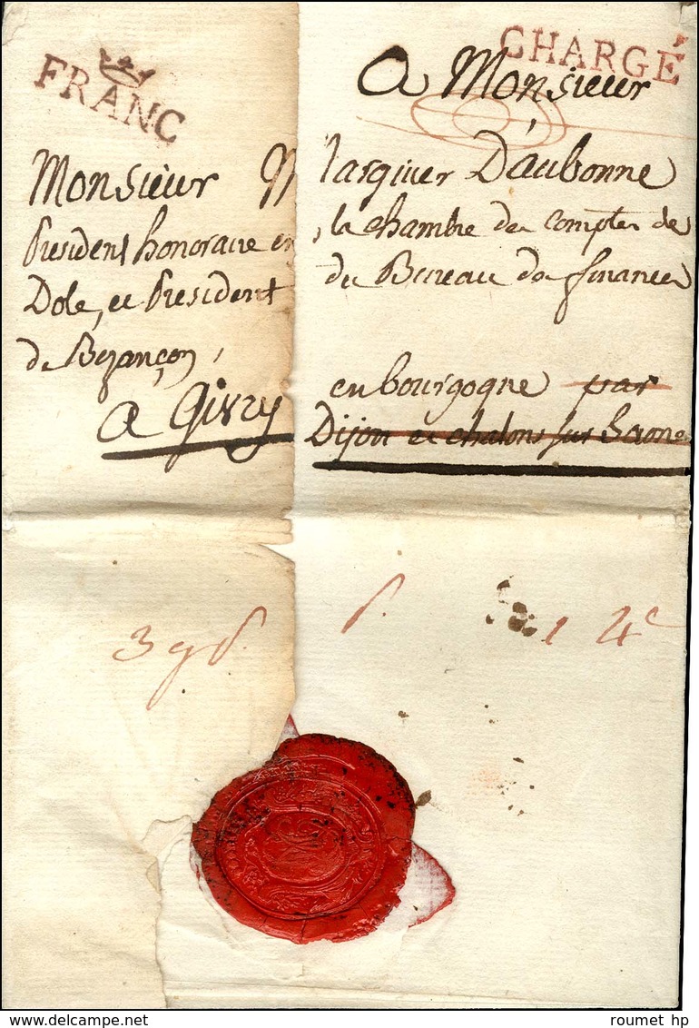 FRANC Couronné (rouge, 23 Mm) (L N° 47) Sur Lettre Chargée Avec Pliage Et Cachet De Cire Au Verso. 1789. - TB / SUP. - R - 1701-1800: Vorläufer XVIII