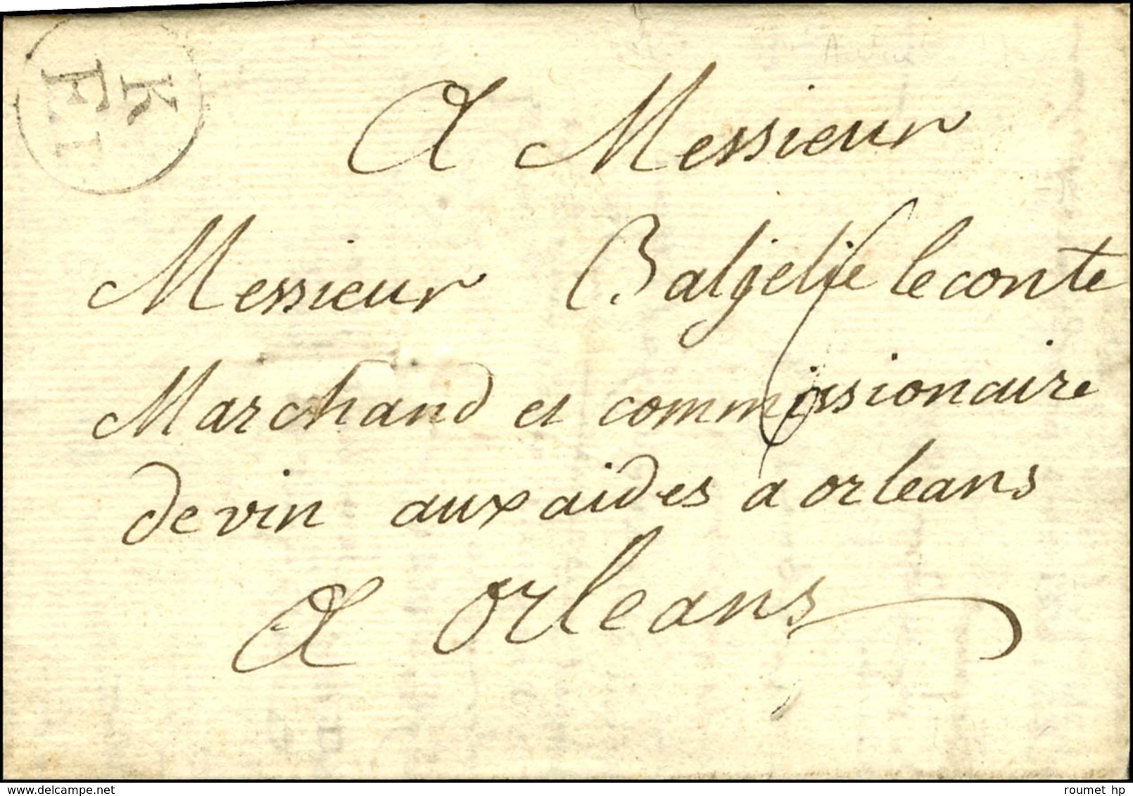 Lettre Avec Texte Daté D'Auteuil Le 9 Février 1765 Adressée En Port Payé, Au Recto K / E1 + Taxe 6 Car Remise à La Grand - 1701-1800: Vorläufer XVIII