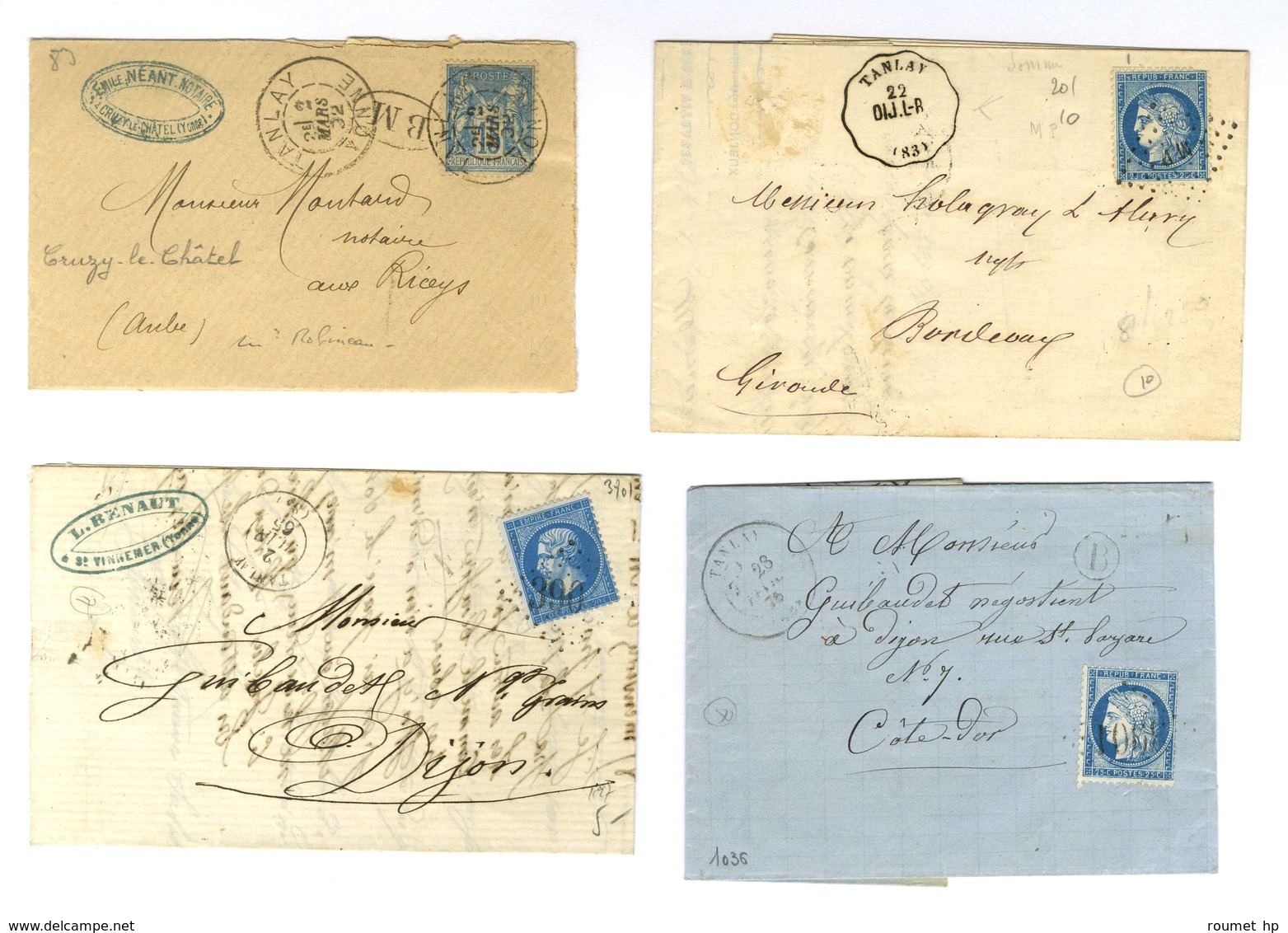 Lot De 12 Lettres De Tanlay : Cursives, PC Et GC. - TB. - Sonstige & Ohne Zuordnung