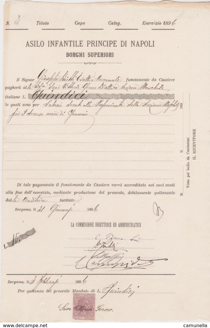 1896-documento Con Marca Da Bollo - Fiscaux