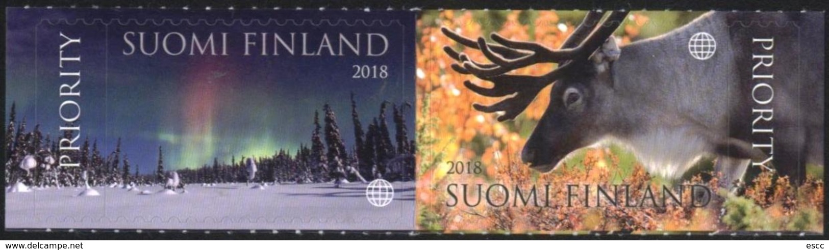 Mint Stamps Tourism: Magical Lapland Northern Lights Deer 2018 From Finland - Ongebruikt