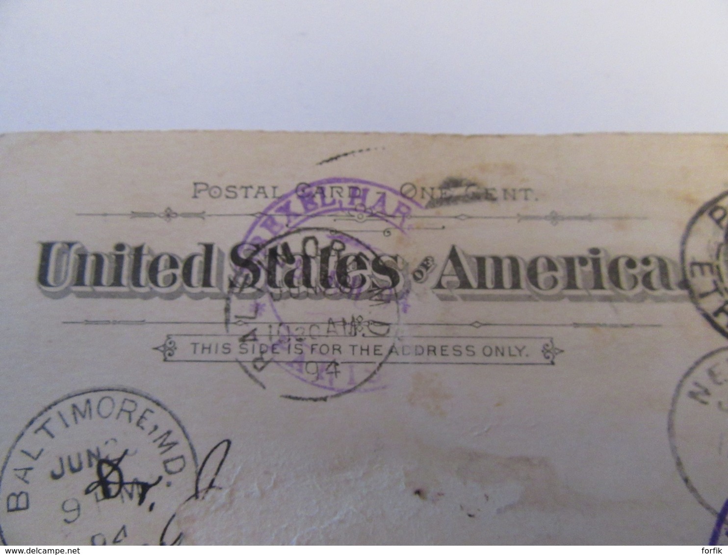 Etats-Unis / USA - Entier Postal One Cent Circulé En 1894 - Cachets Dont "Forwarded" Et Paris Etranger Sur Le Timbre - ...-1900