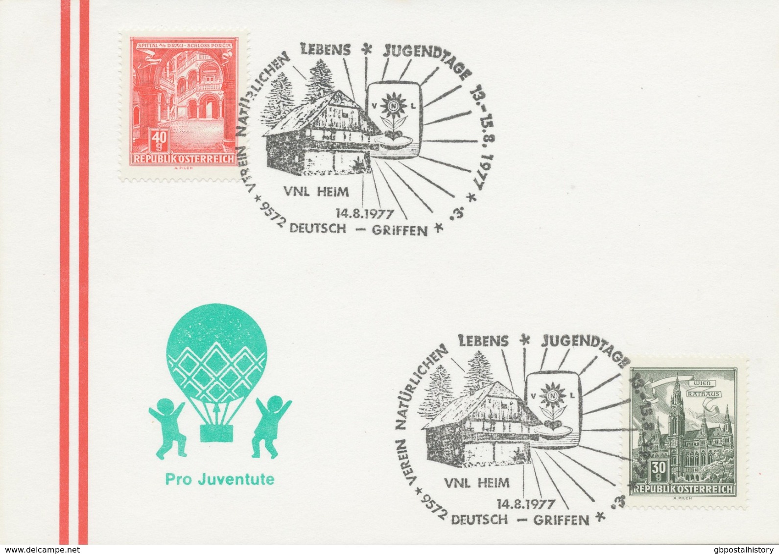 ÖSTERREICH 1977, SST Verein Natürlichen Lebens - Jugendtage 9572 DEUTSCH-GRIFFEN - Maschinenstempel (EMA)