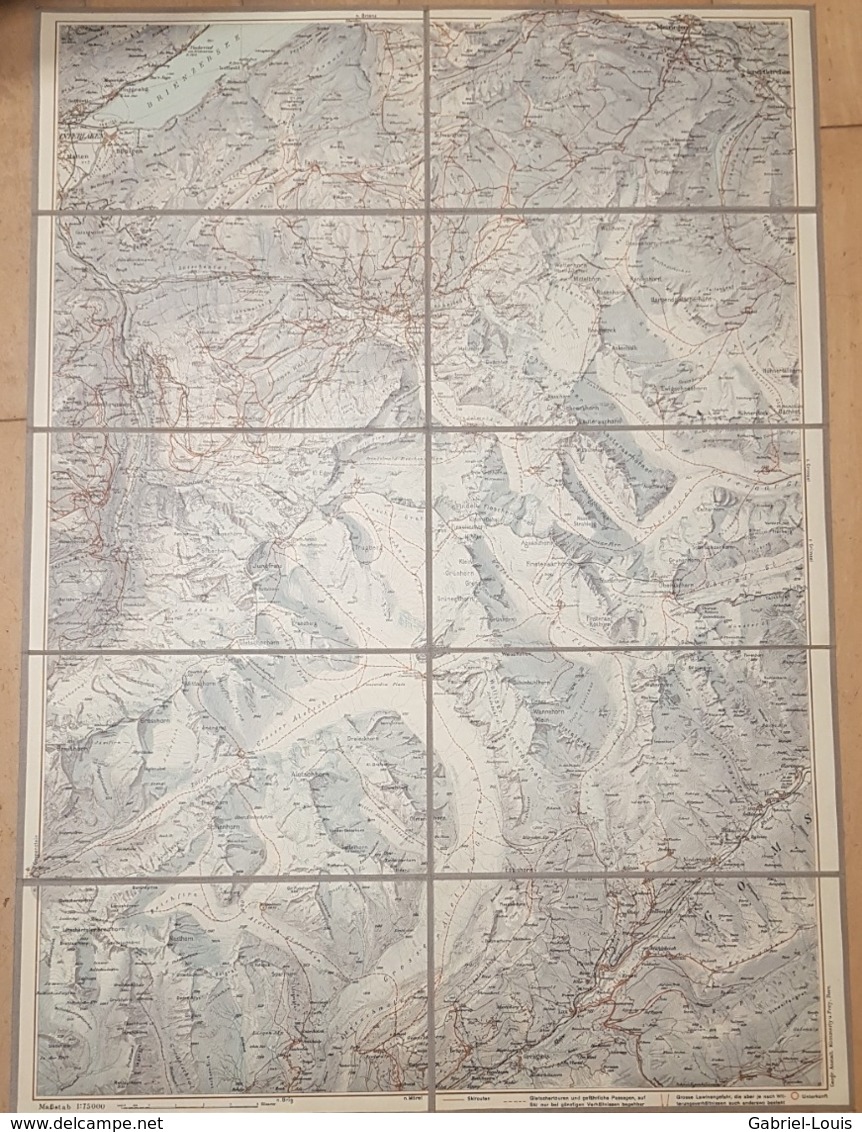 Carte Sur Tissu: 1:75000 - Skirouten -  Berner Alpen - Grindelwald - Eiger  - Jungfrau - Aletschgletscher ~57 X 41 Cm - Topographische Karten