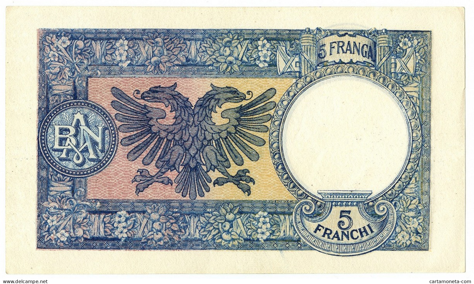 5 FRANCHI REGNO D'ITALIA E ALB. BANCA NAZIONALE D'ALBANIA GIUGNO 1939 SPL+ - Non Classés