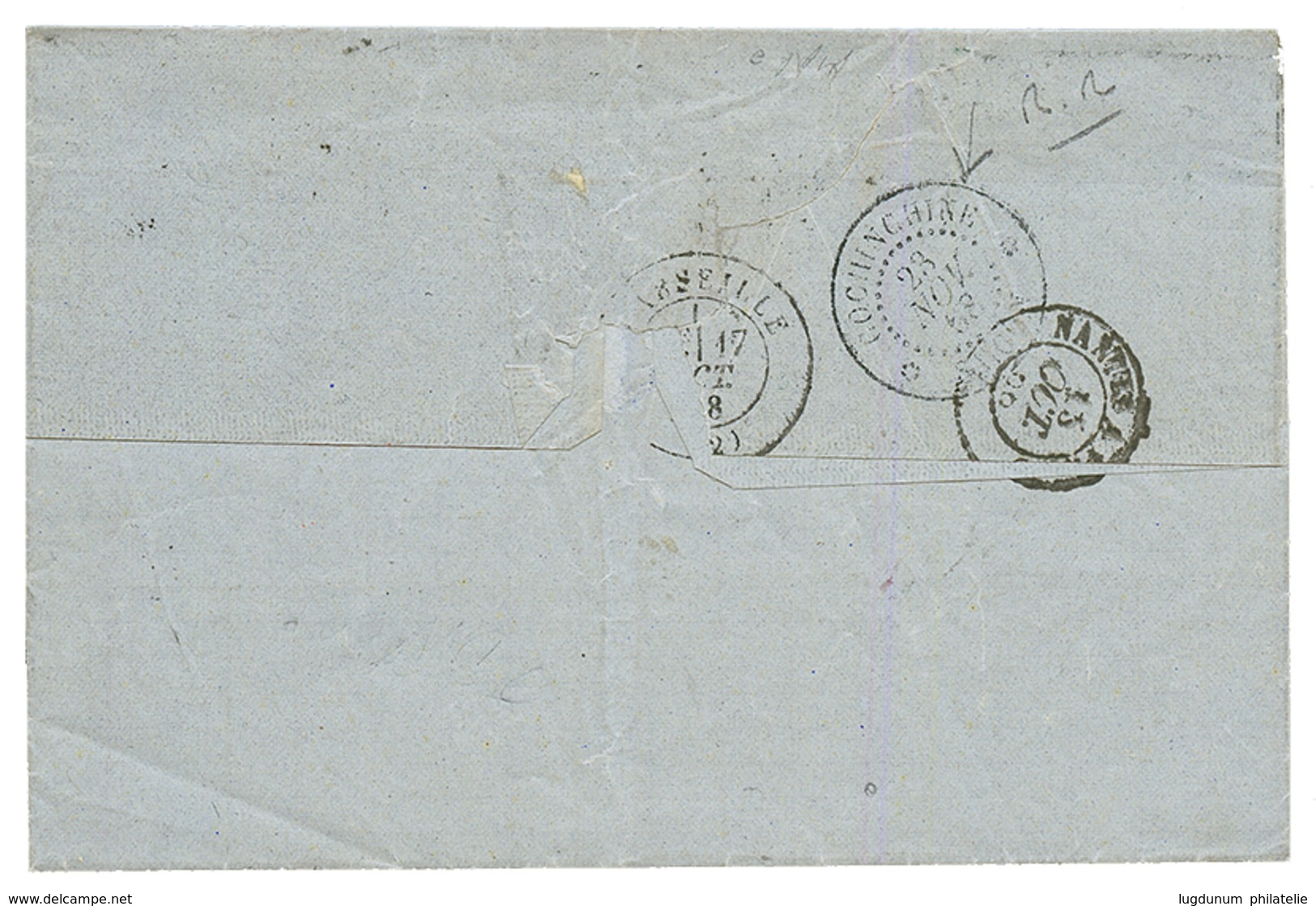 "COCHINCHINE" : 1868 80c(n°32) Sur Lettre De NANTES Pour SAIGON (INDOCHINE). Arrivée Au Verso. TTB. - 1849-1876: Periodo Classico
