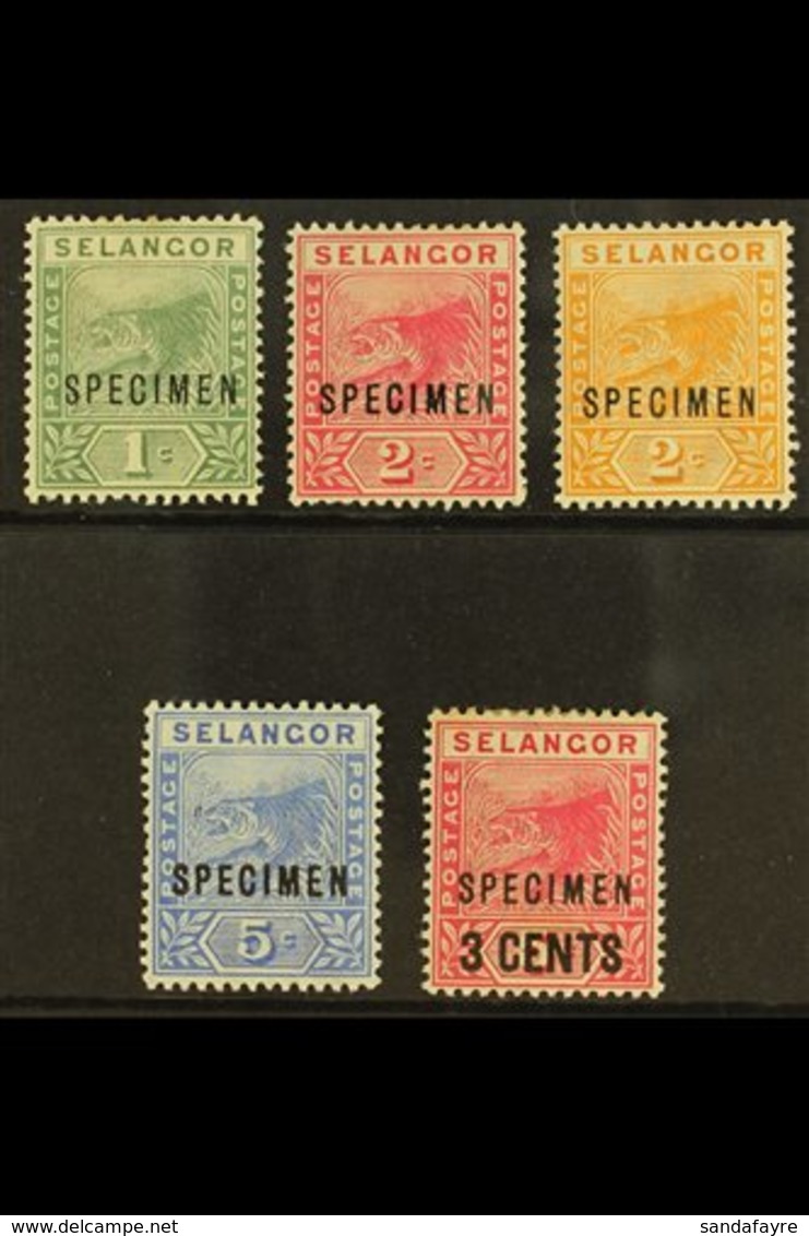 SELANGOR 1891 - 4 Tigers Set Plus 3c Overprint Overprinted "Specimen", SG 49s/53s, Very Fine Mint. (5 Stamps) For More I - Autres & Non Classés