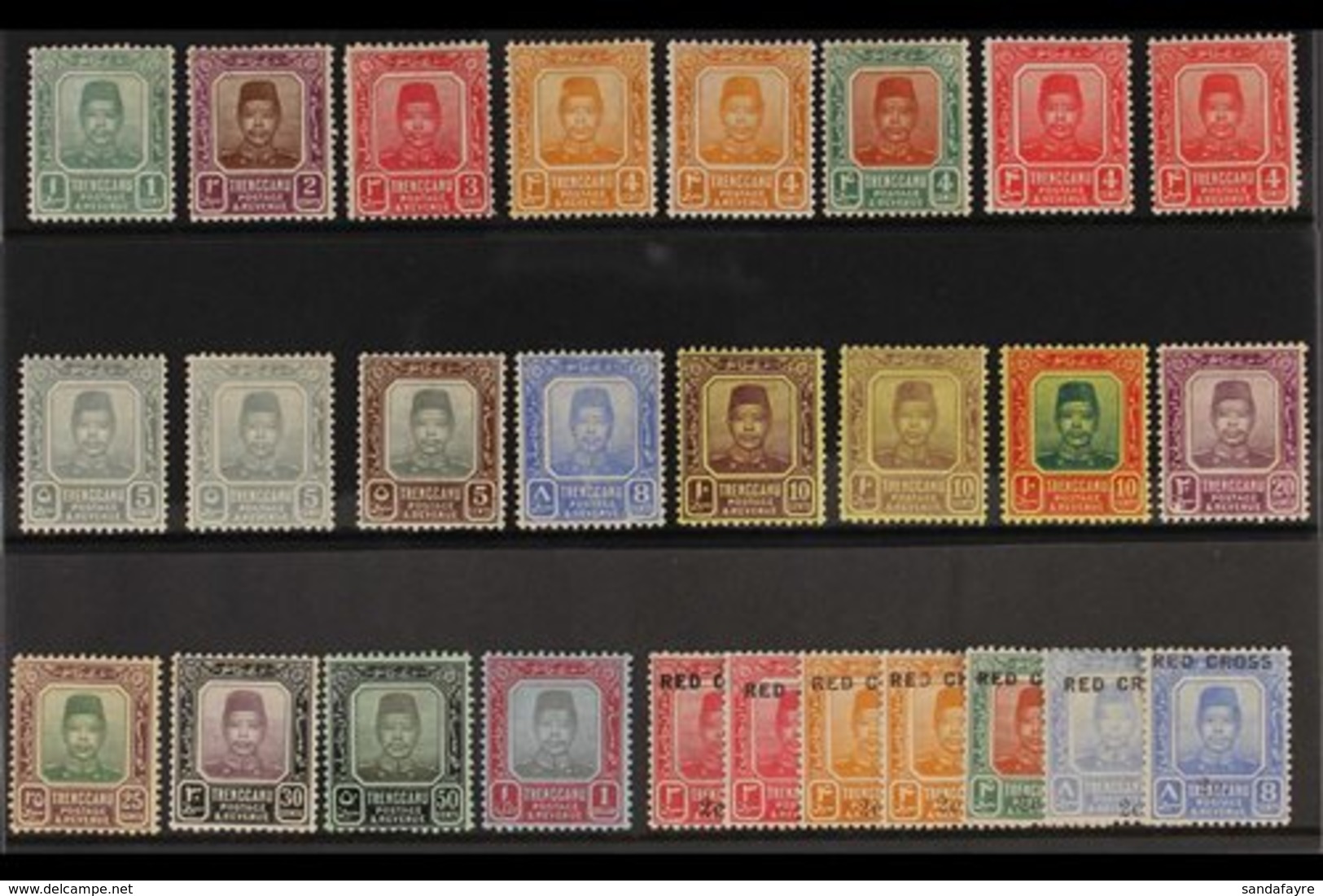 TRENGGANU 1910-18 SULTAN MINT SELECTION Presented On A Stock Card With 1910-19 Set With Some Shades To $1, 1917-19 Red C - Autres & Non Classés