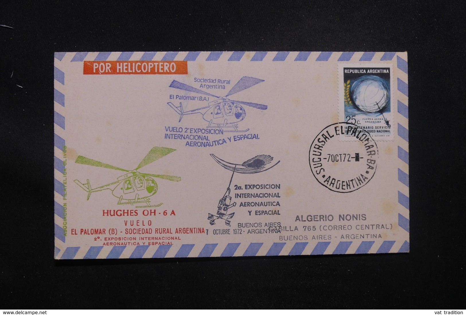 ARGENTINE - Enveloppe Par Hélicoptère En 1972, Affranchissement Et Cachets Plaisants - L 42419 - Briefe U. Dokumente