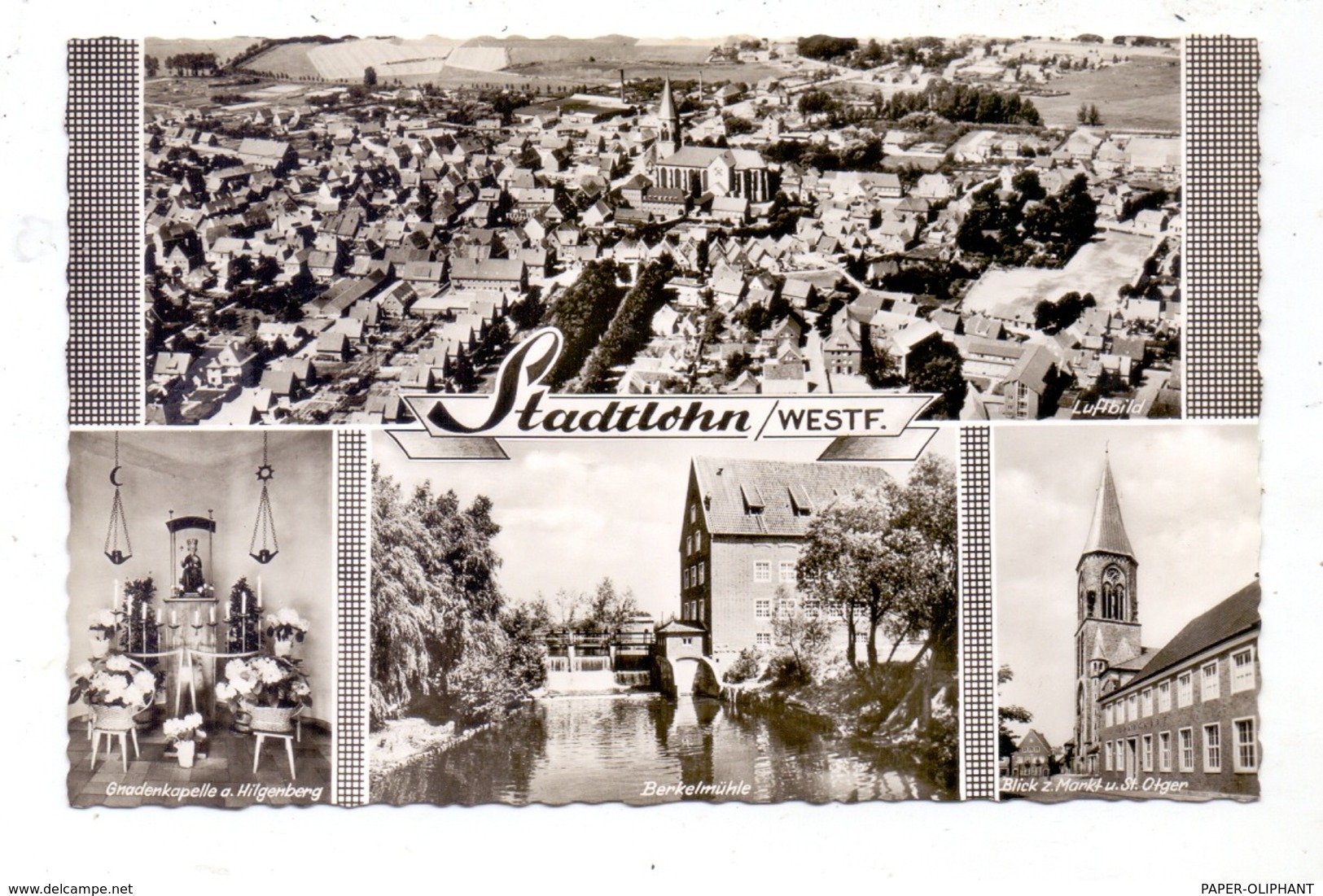 4424 STADTLOHN, Innenstadt Luftaufnahme, Berkelmühle, Markt & St. Otger, Gnadenkapelle, 1961 - Borken