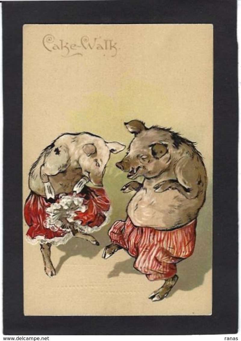 CPA Cochon Pig Position Humaine Gaufré Embossed Non Circulé - Schweine